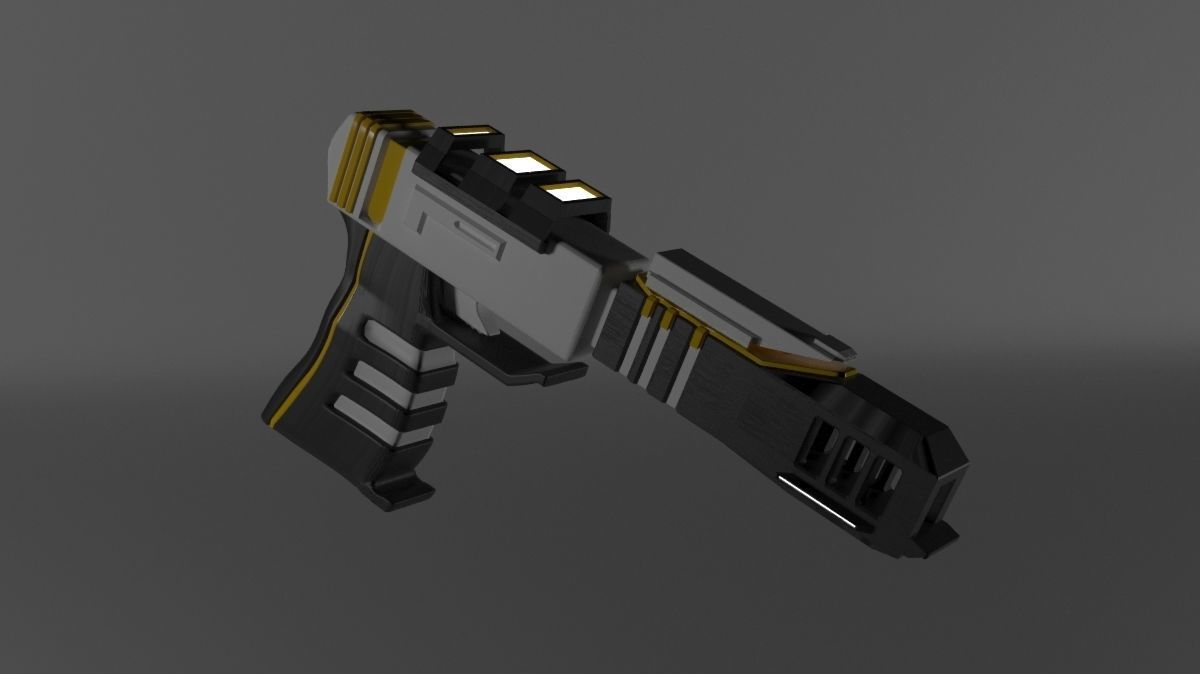 Space gun Low-poly 3D model_6