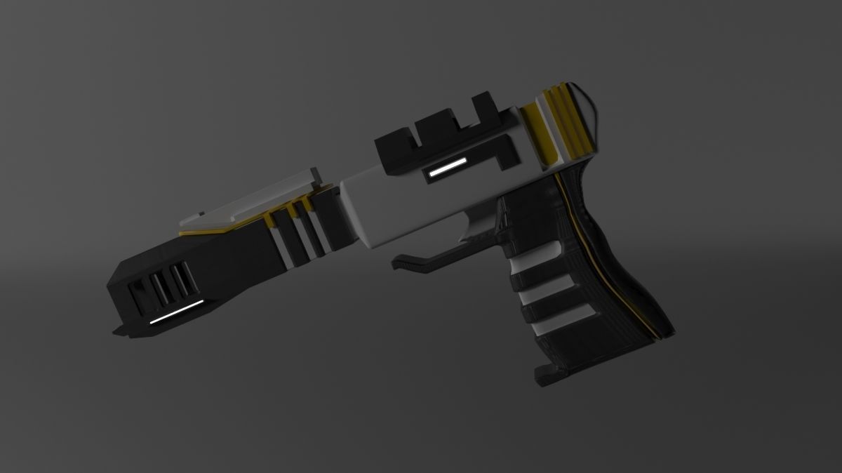 Space gun Low-poly 3D model_7