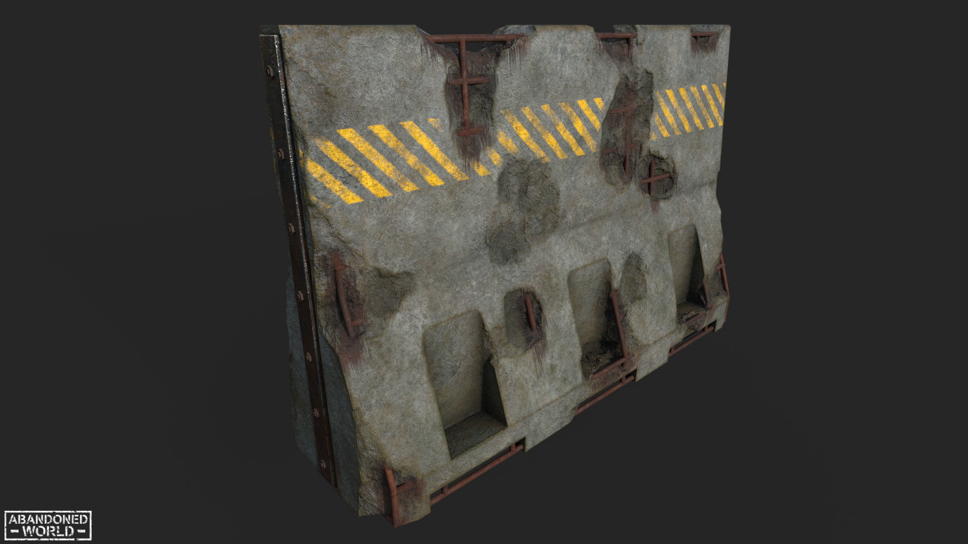 Concrete Barrier - Destroyed and New Low-poly 3D model_5