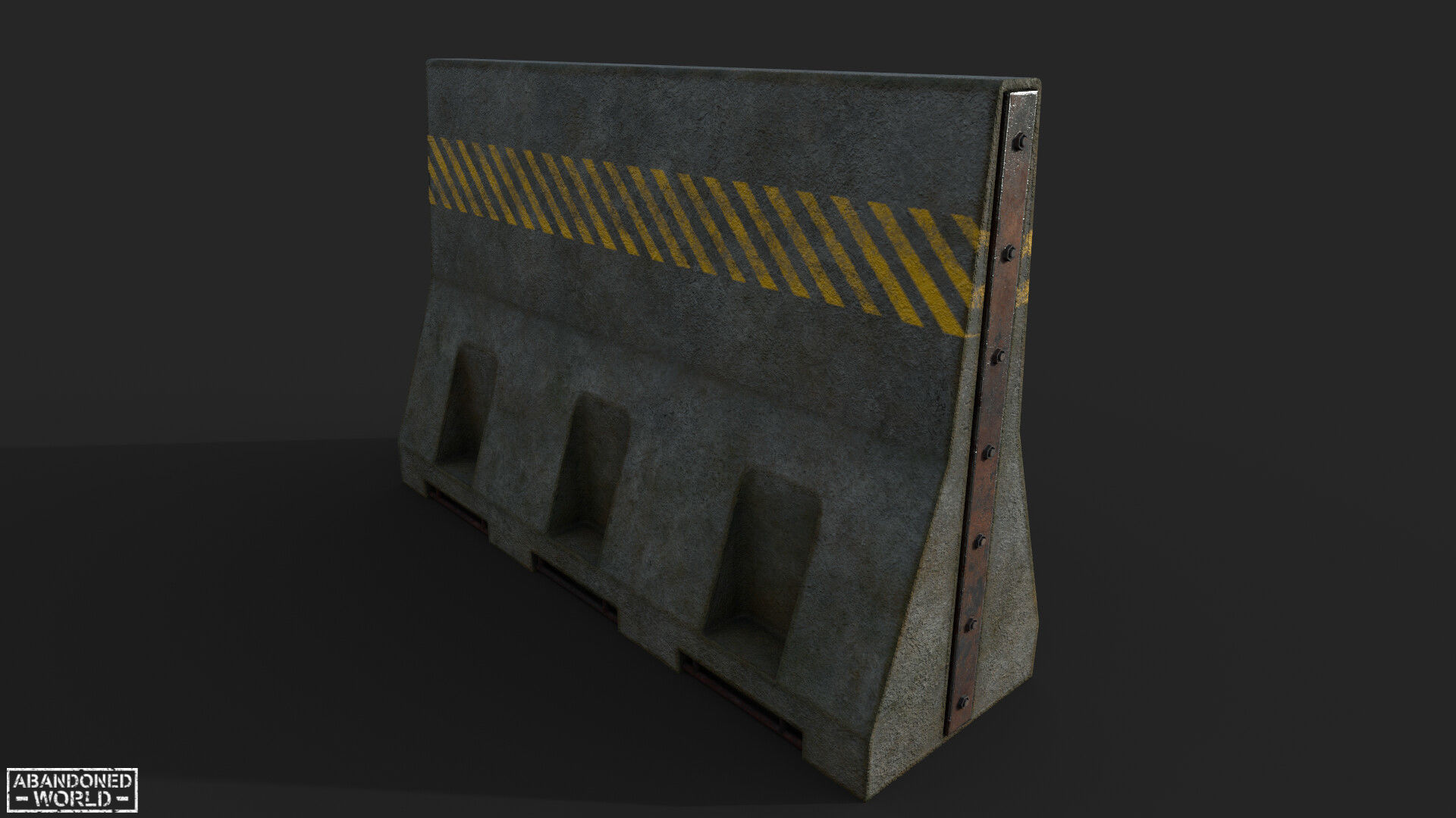 Concrete Barrier - Destroyed and New Low-poly 3D model_11