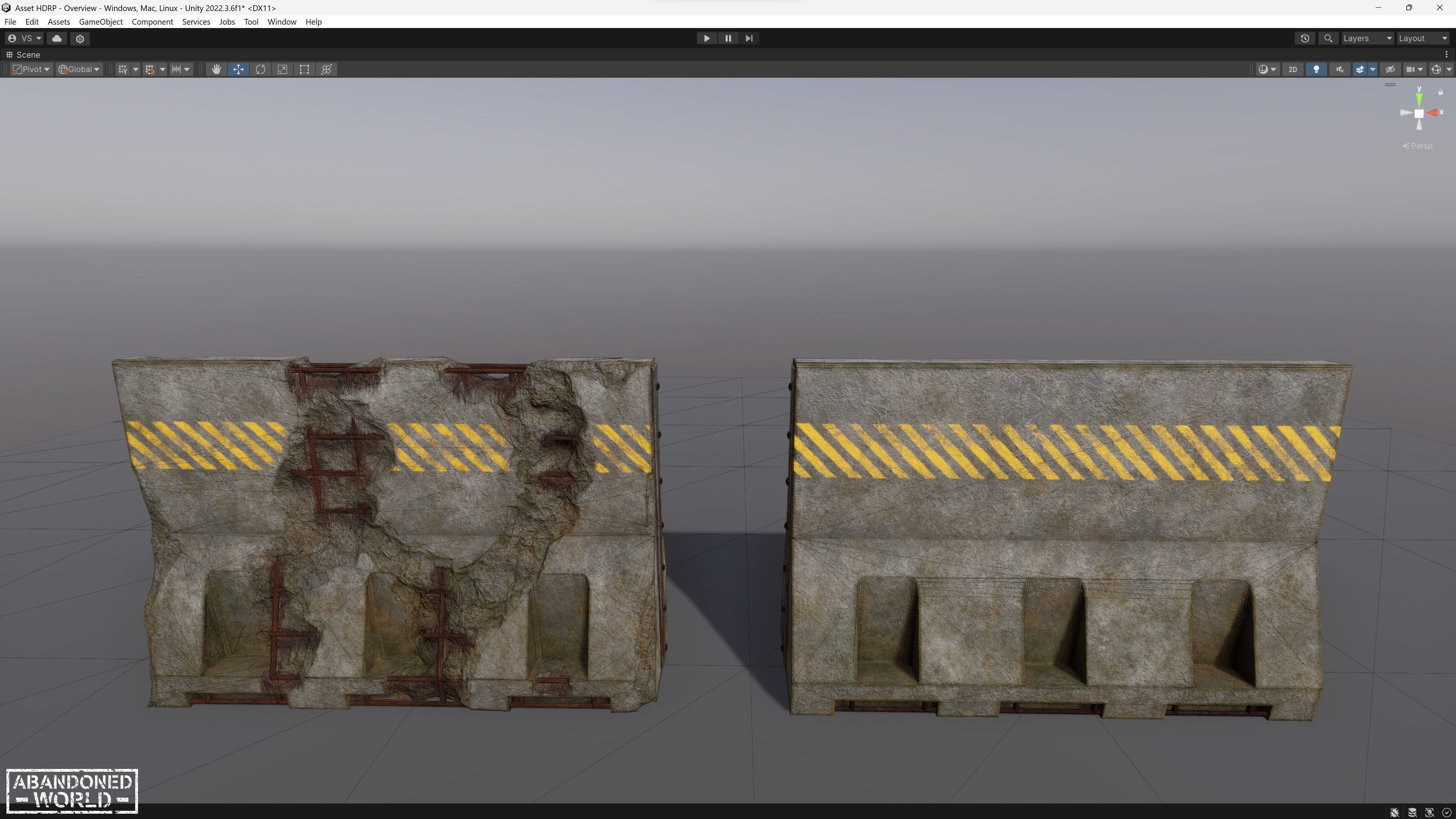 Concrete Barrier - Destroyed and New Low-poly 3D model_13
