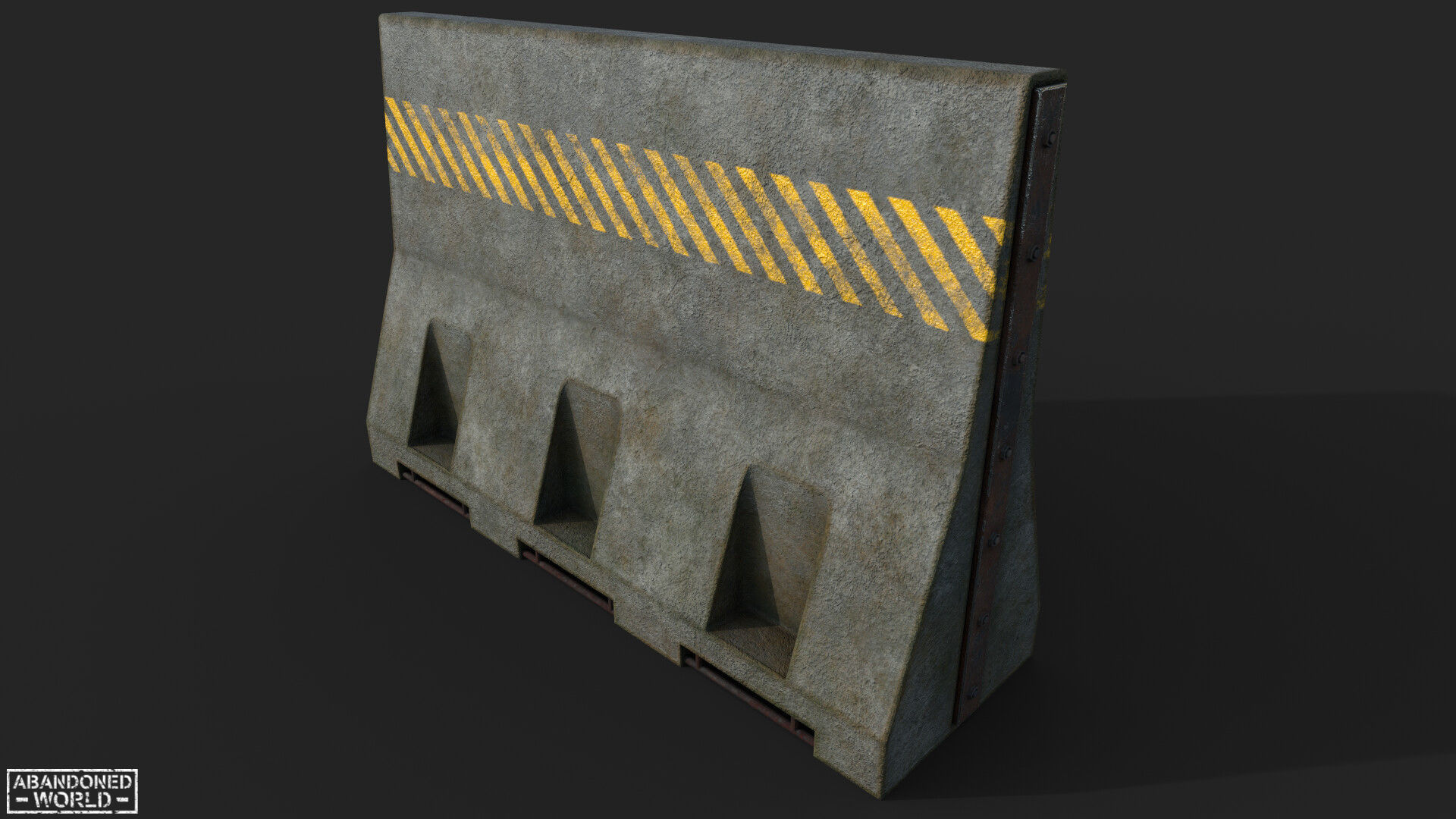 Concrete Barrier - Destroyed and New Low-poly 3D model_10