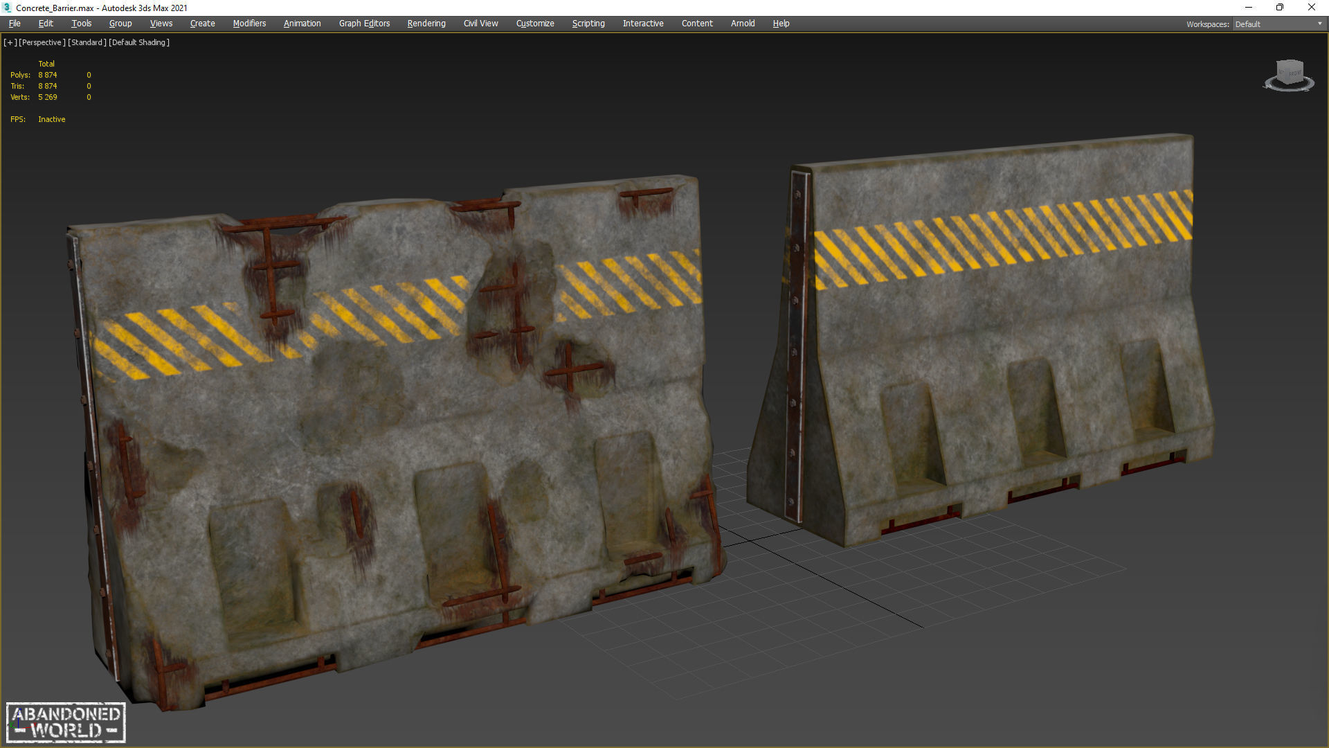 Concrete Barrier - Destroyed and New Low-poly 3D model_17