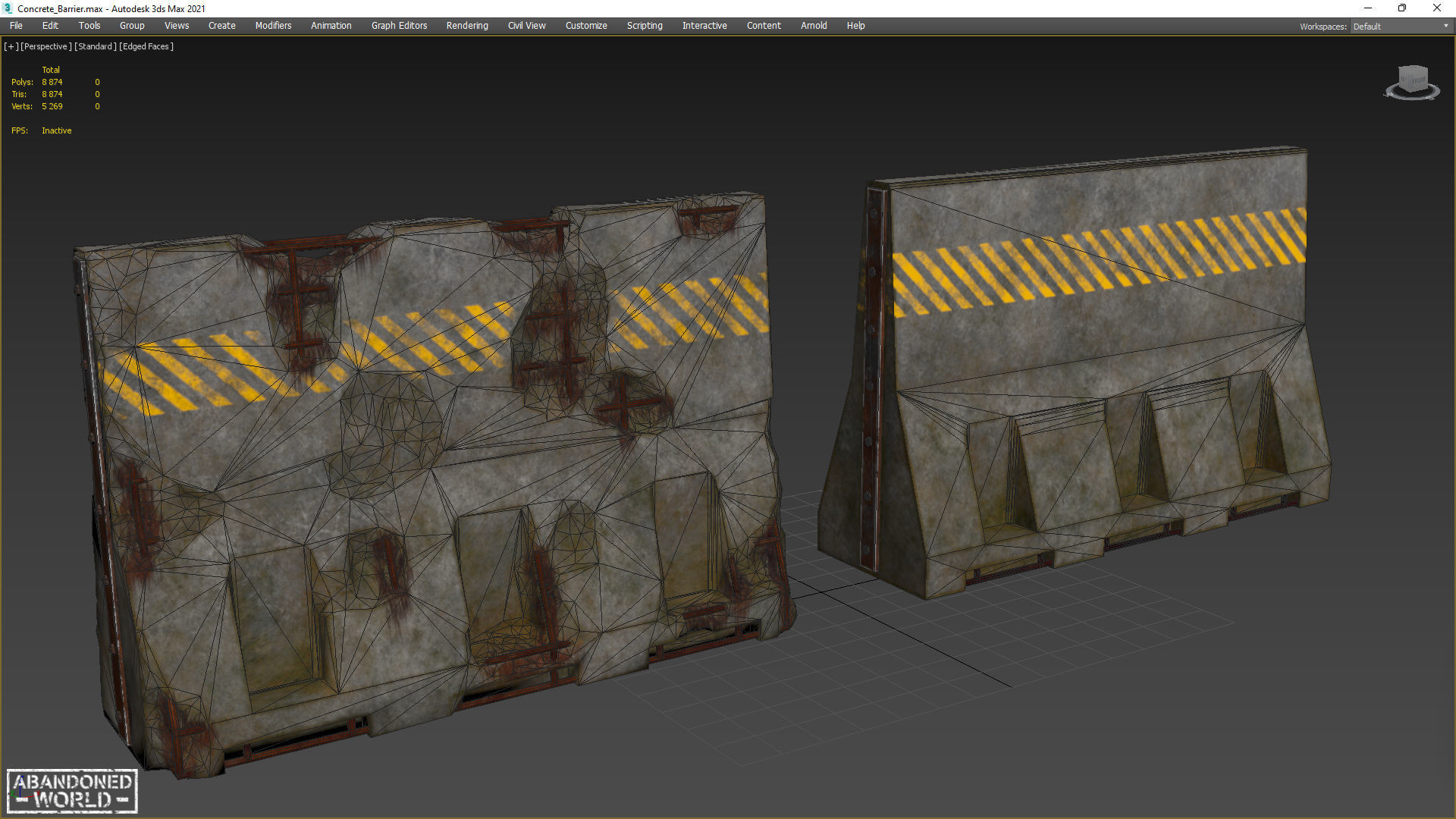 Concrete Barrier - Destroyed and New Low-poly 3D model_18