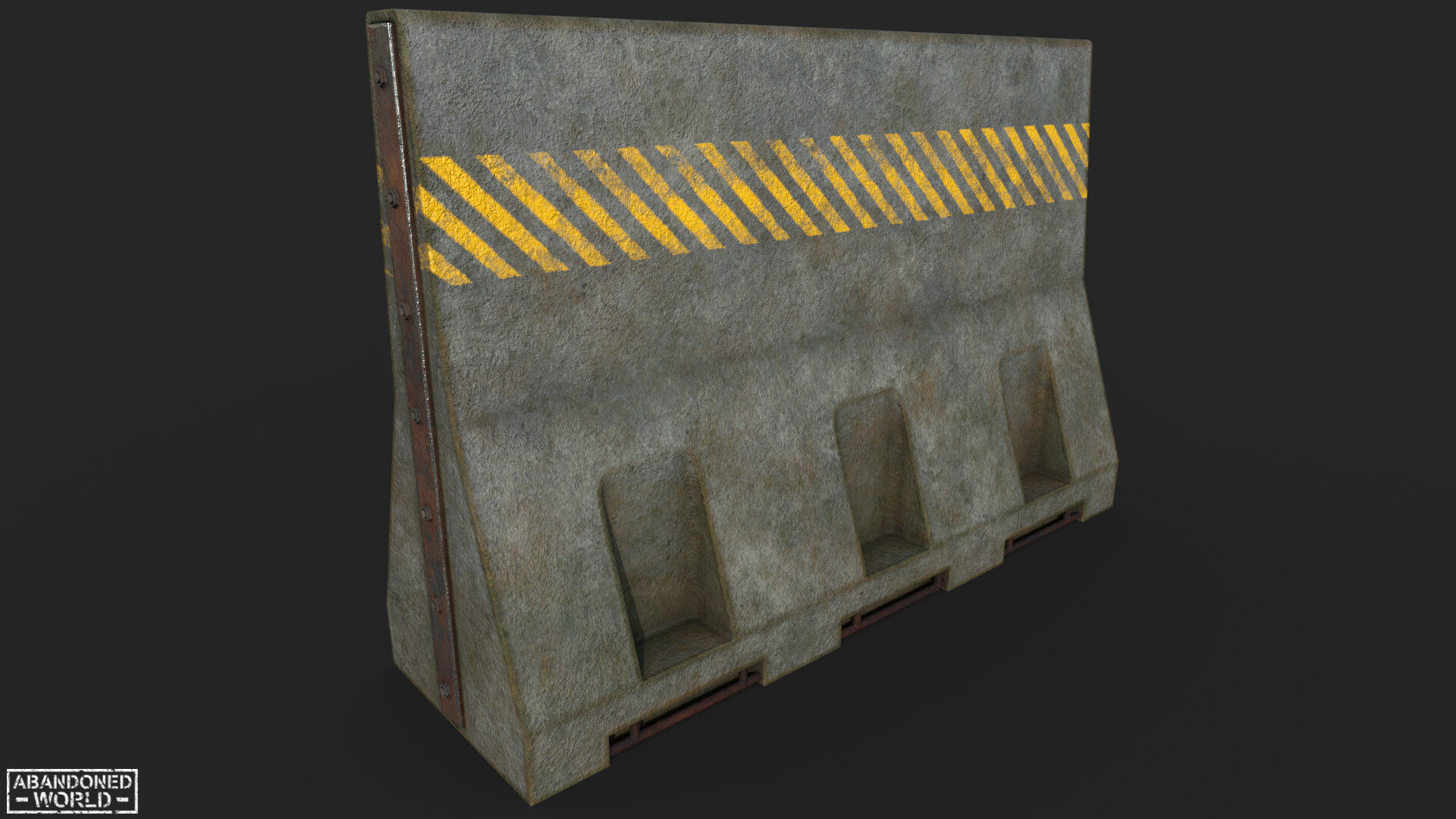 Concrete Barrier - Destroyed and New Low-poly 3D model_9