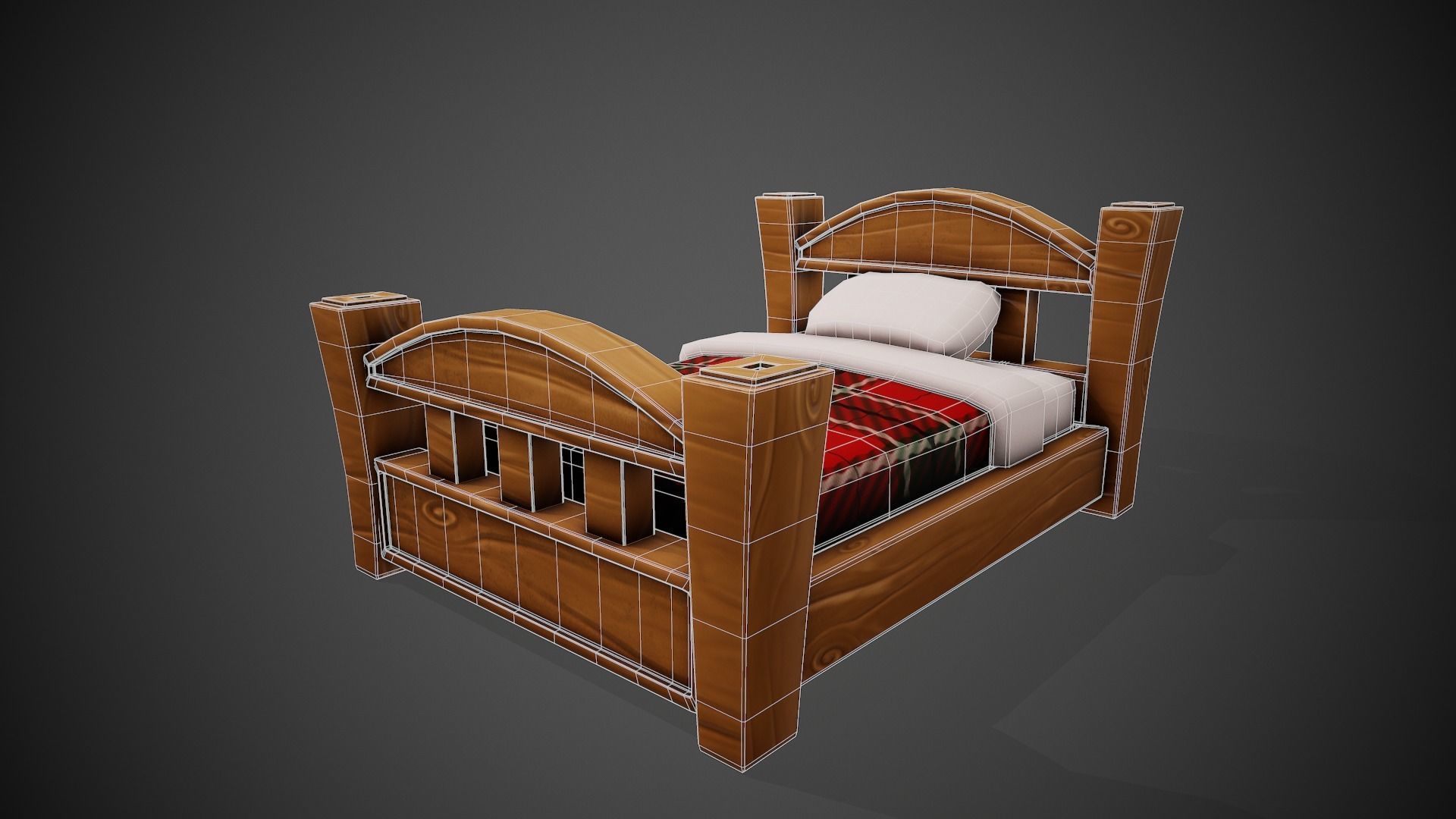 Stylized Bed - Tutorial Included  Low-poly 3D model_8