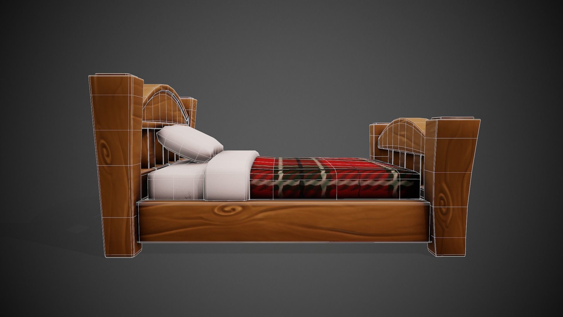 Stylized Bed - Tutorial Included  Low-poly 3D model_18