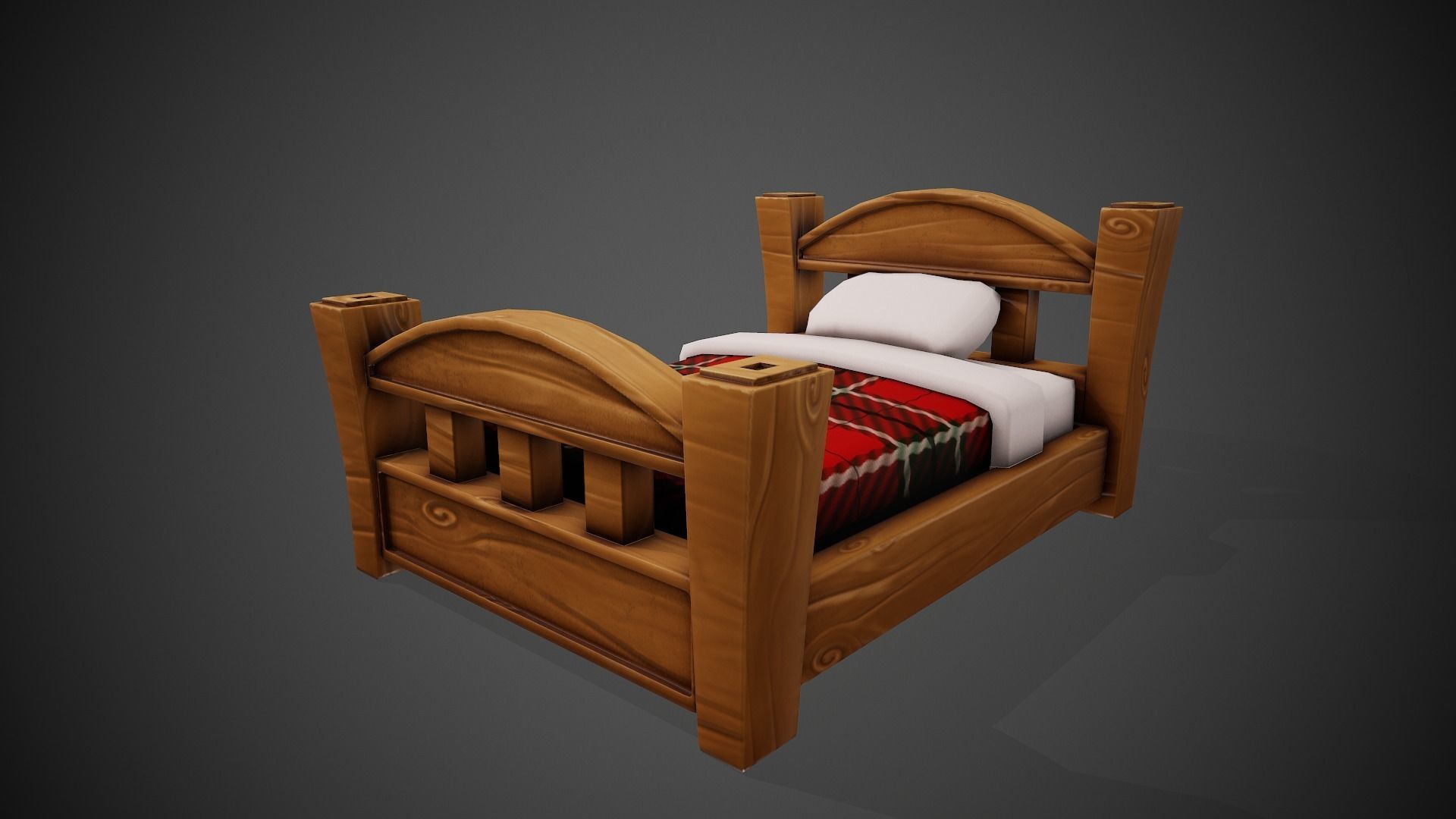 Stylized Bed - Tutorial Included  Low-poly 3D model_7