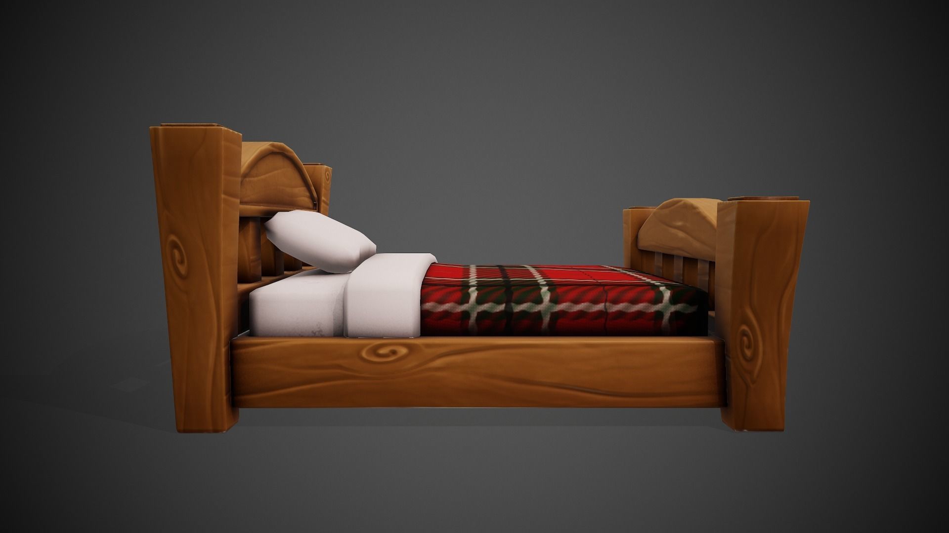 Stylized Bed - Tutorial Included  Low-poly 3D model_17