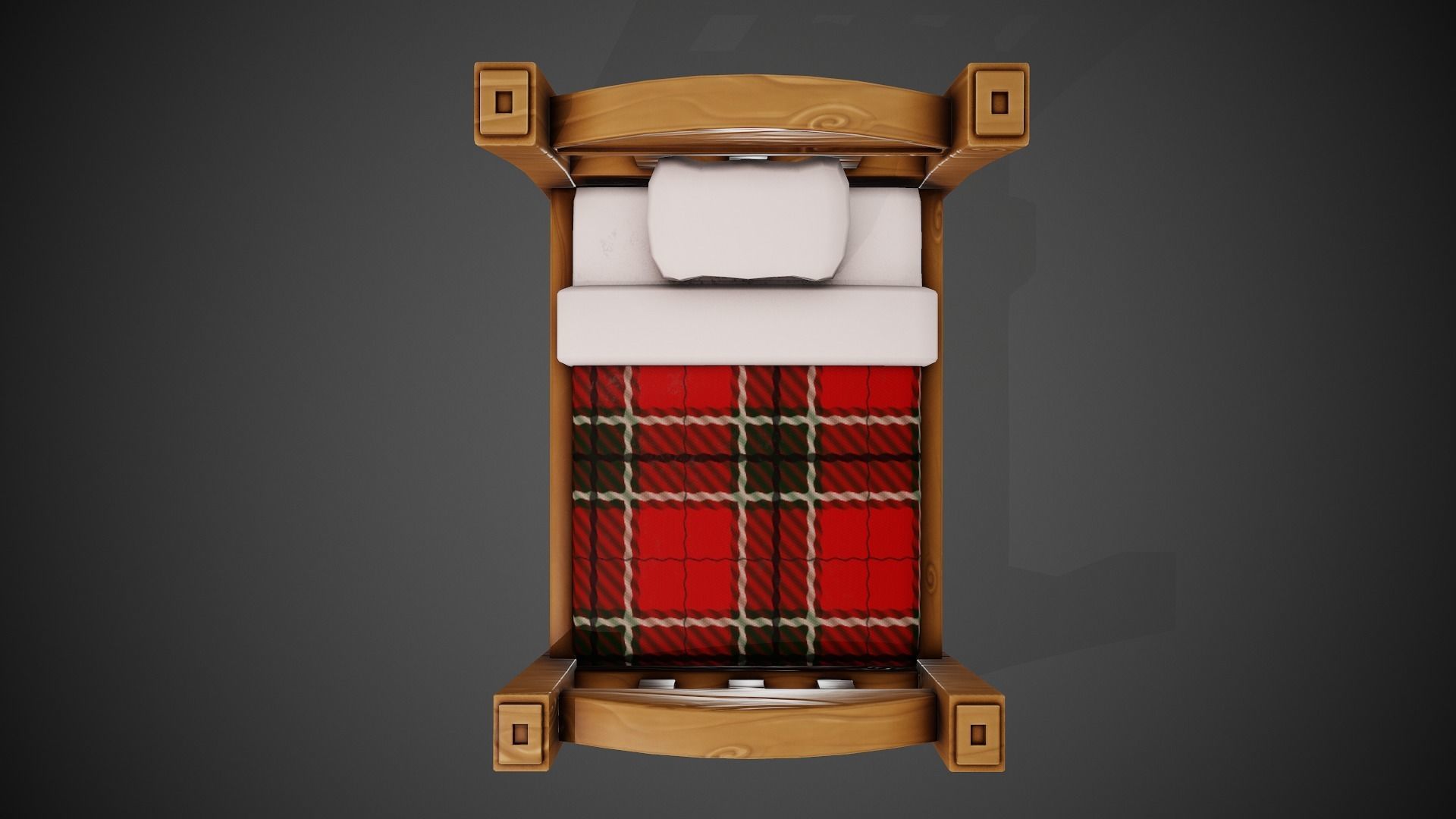 Stylized Bed - Tutorial Included  Low-poly 3D model_13
