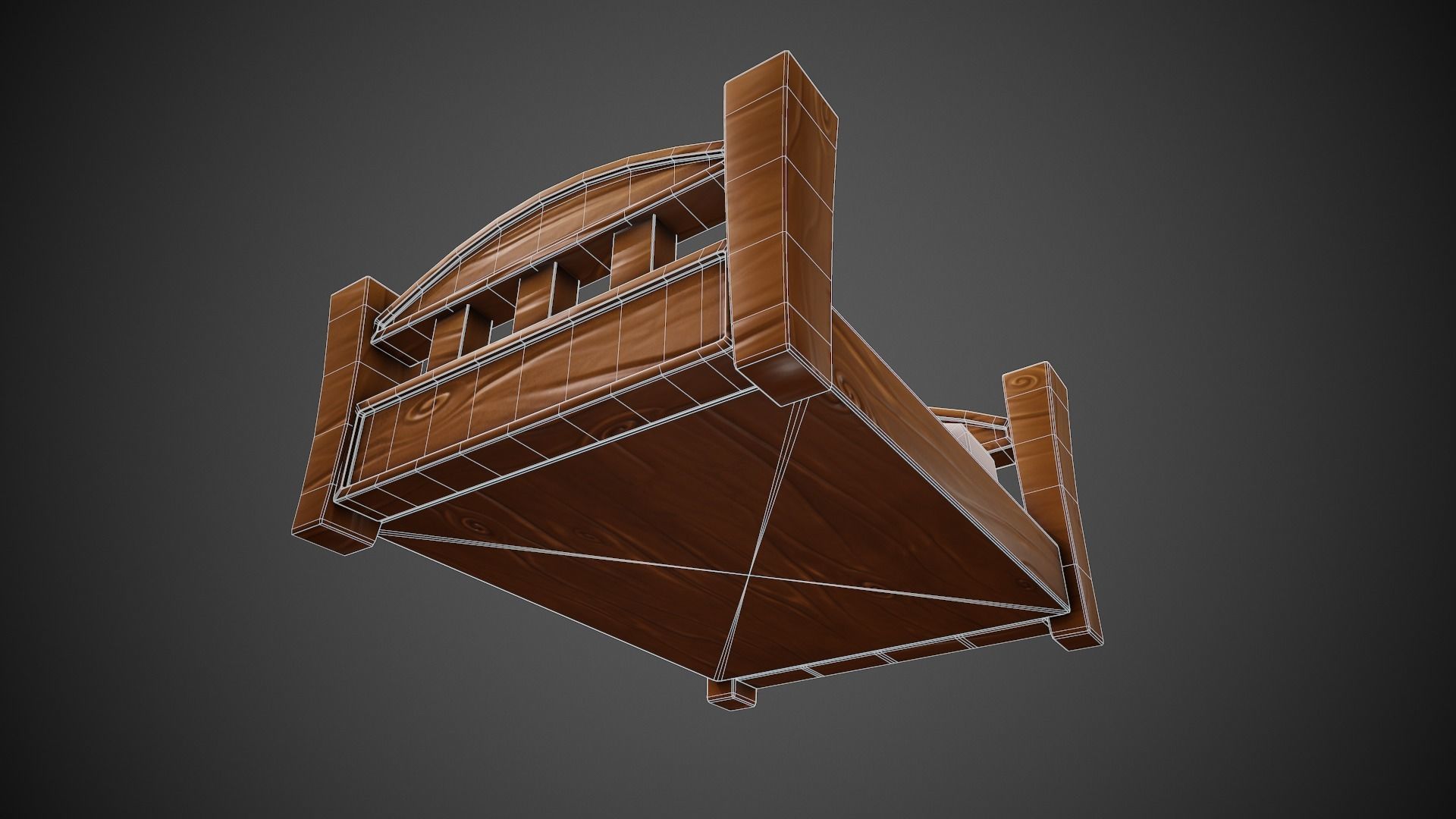 Stylized Bed - Tutorial Included  Low-poly 3D model_12