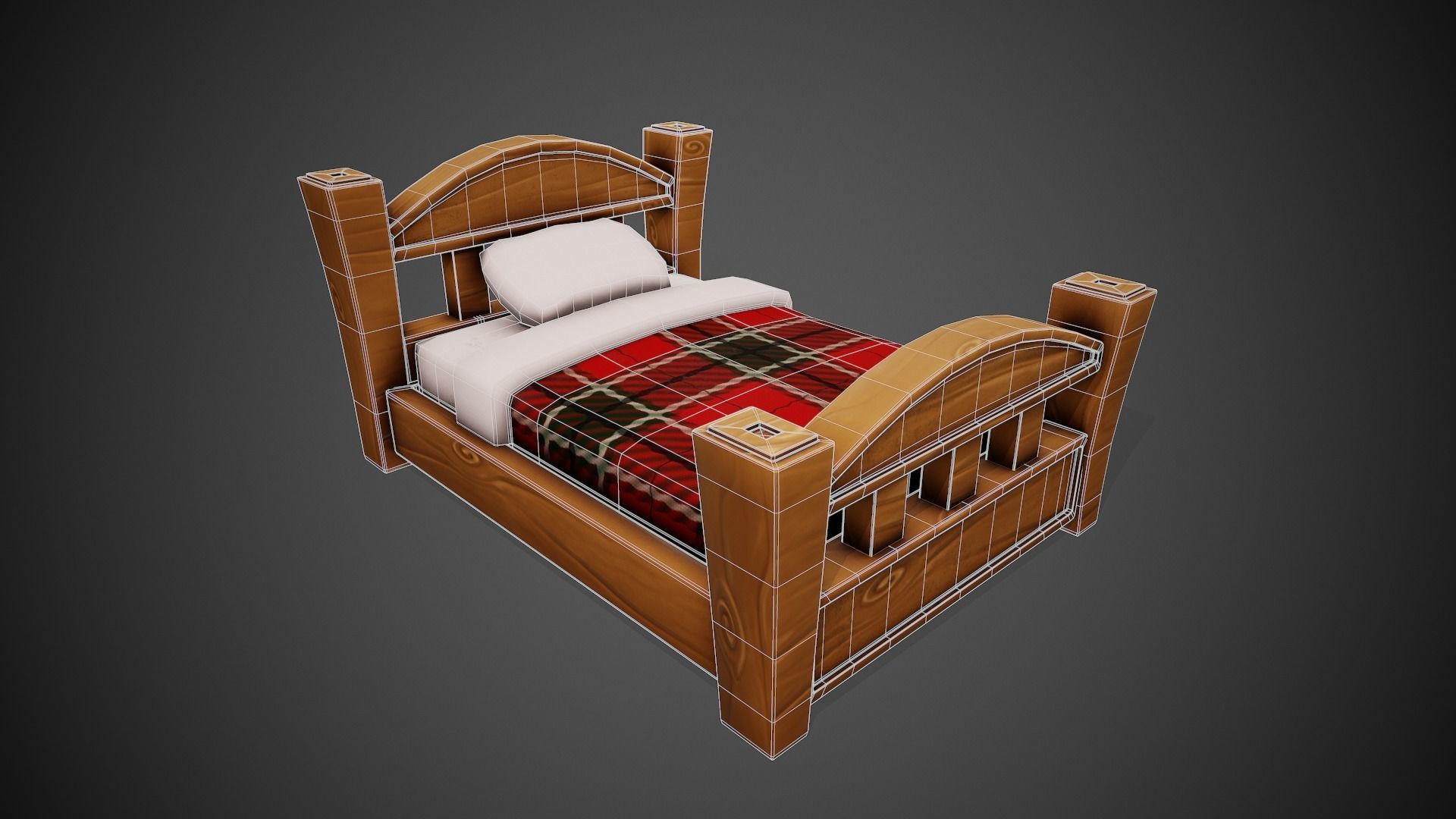 Stylized Bed - Tutorial Included  Low-poly 3D model_6