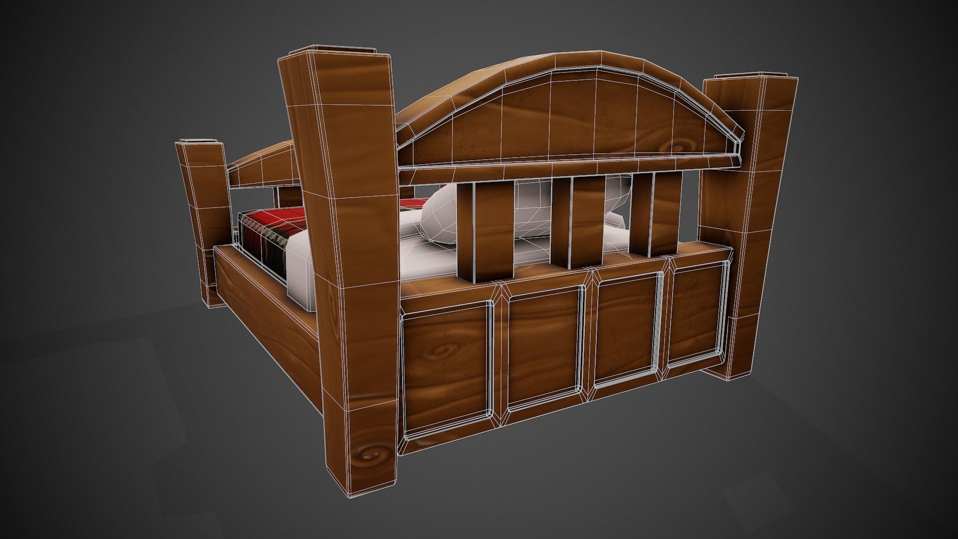 Stylized Bed - Tutorial Included  Low-poly 3D model_10