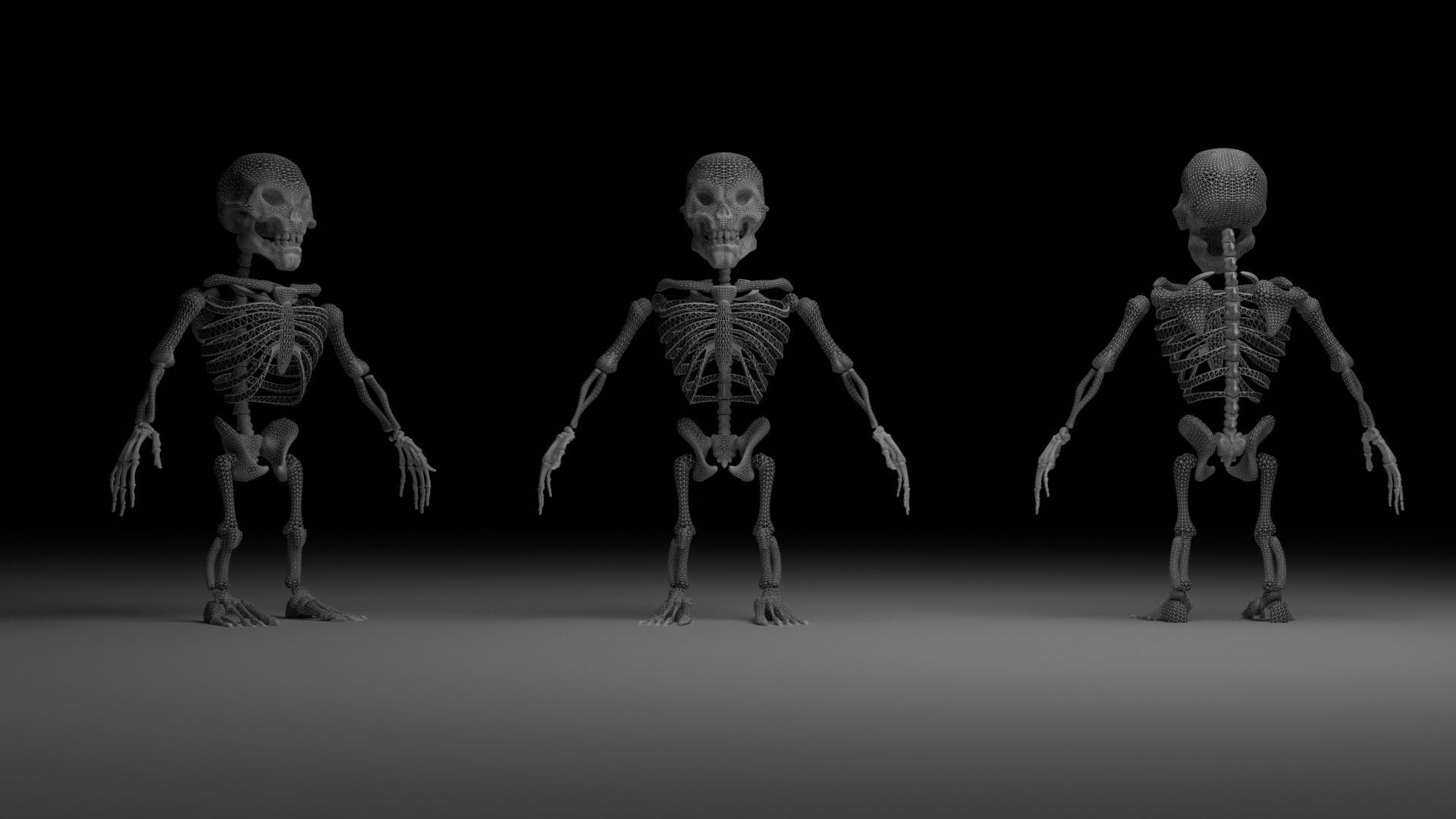 Mini Skeleton Low-poly 3D model_4