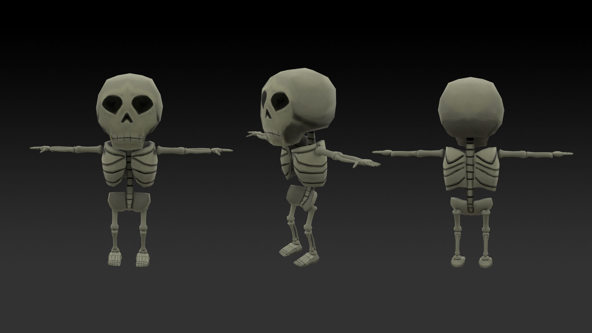 Mini Skeleton Low-poly 3D model_5