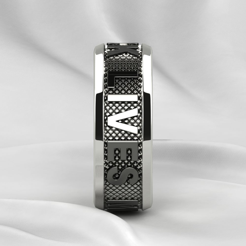 Black Lives Matter Two Rings with Rhodium Plating and Enamel 3D print model_22