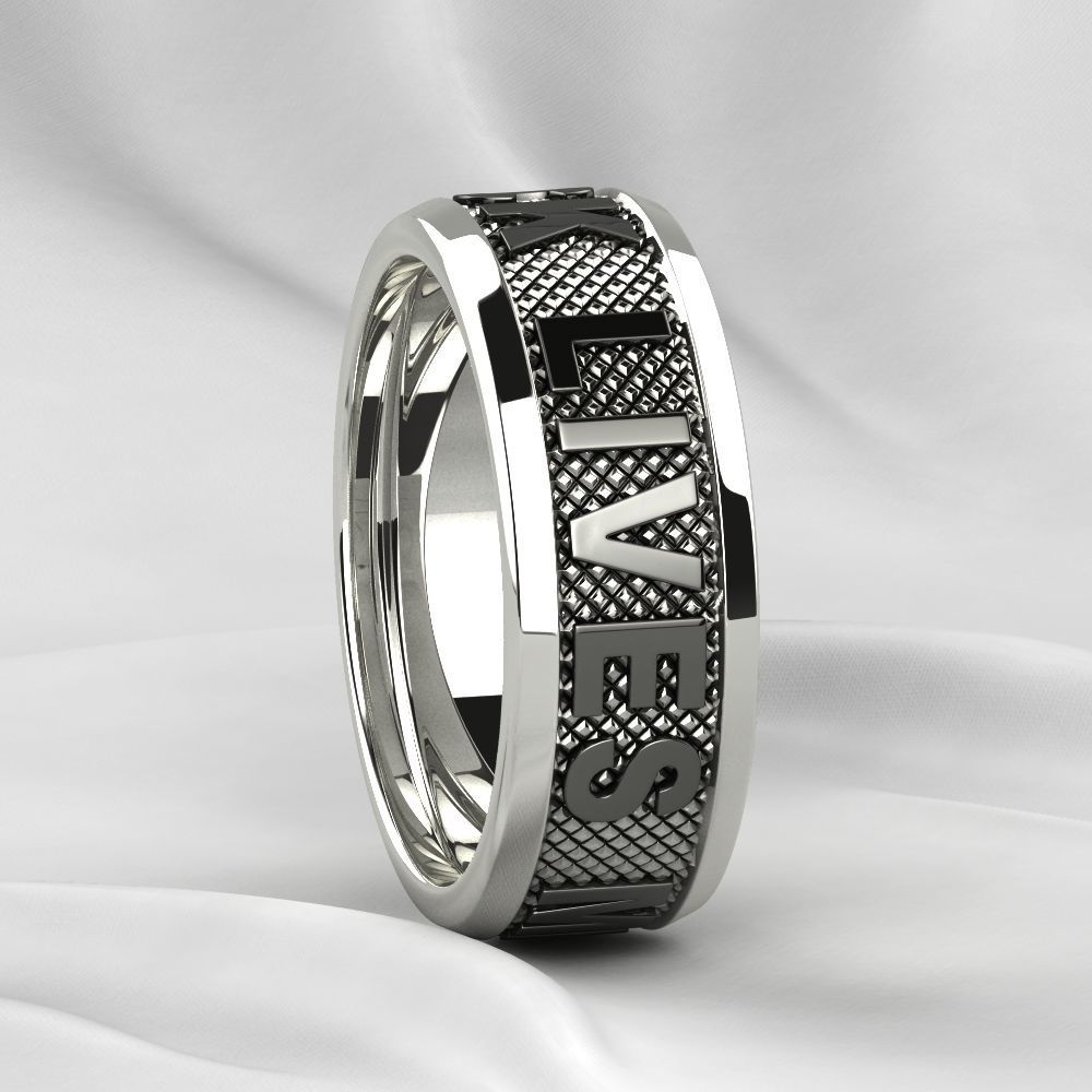 Black Lives Matter Two Rings with Rhodium Plating and Enamel 3D print model_21