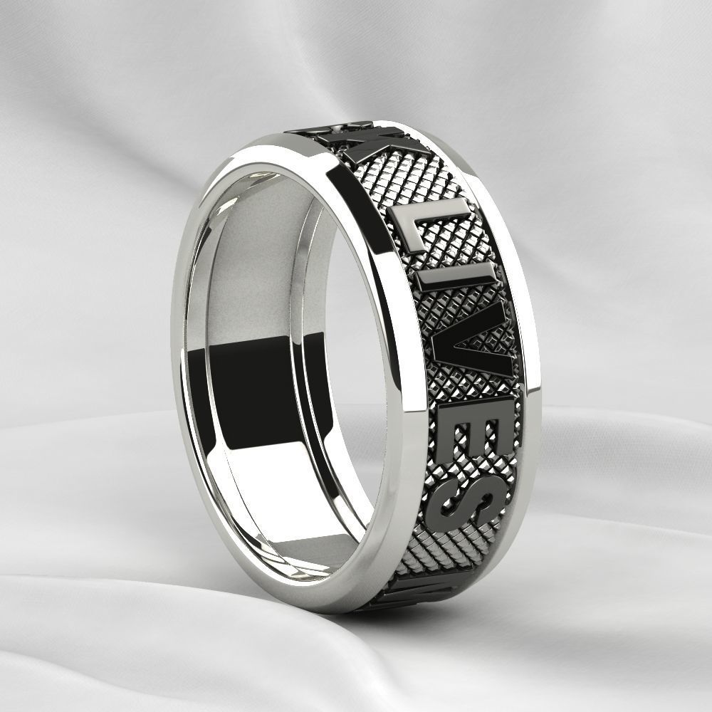 Black Lives Matter Two Rings with Rhodium Plating and Enamel 3D print model_20