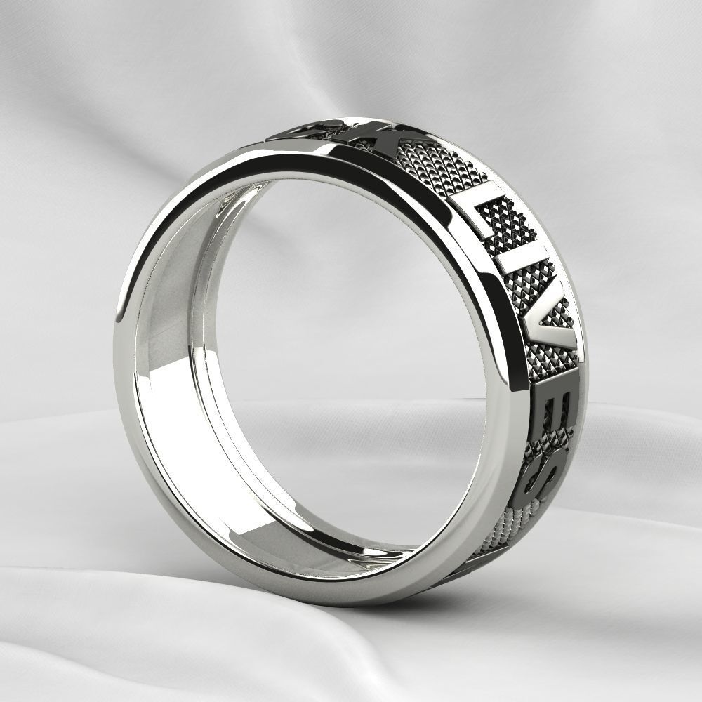 Black Lives Matter Two Rings with Rhodium Plating and Enamel 3D print model_18