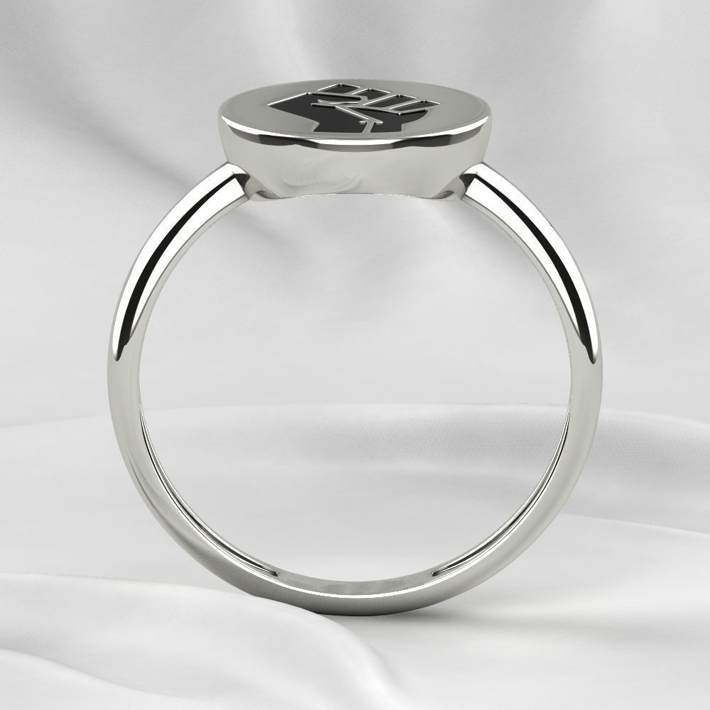 Black Lives Matter Two Rings with Rhodium Plating and Enamel 3D print model_9