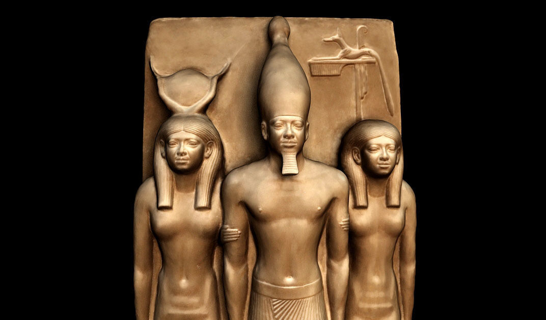 The Egyptian King Menkaura the goddess Hathor 3D model_3