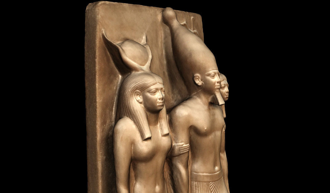 The Egyptian King Menkaura the goddess Hathor 3D model_4