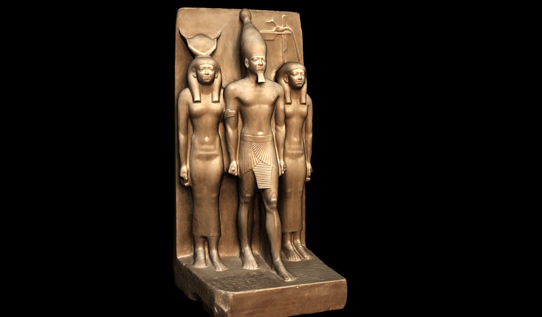 The Egyptian King Menkaura the goddess Hathor 3D model_1