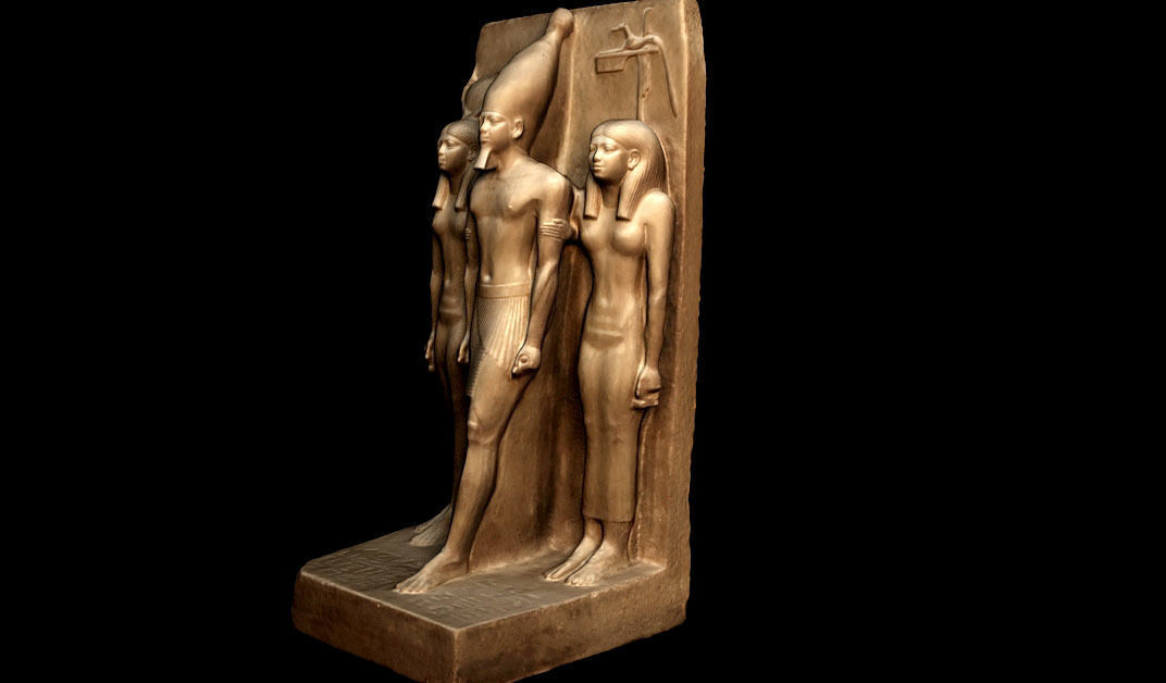The Egyptian King Menkaura the goddess Hathor 3D model_2
