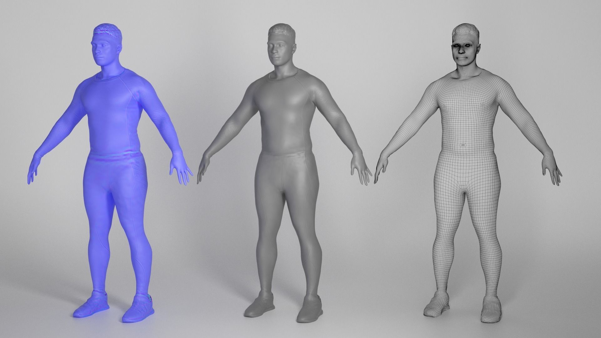 Handsome man in crossfit uniform ready for animation 187 Low-poly 3D model_3