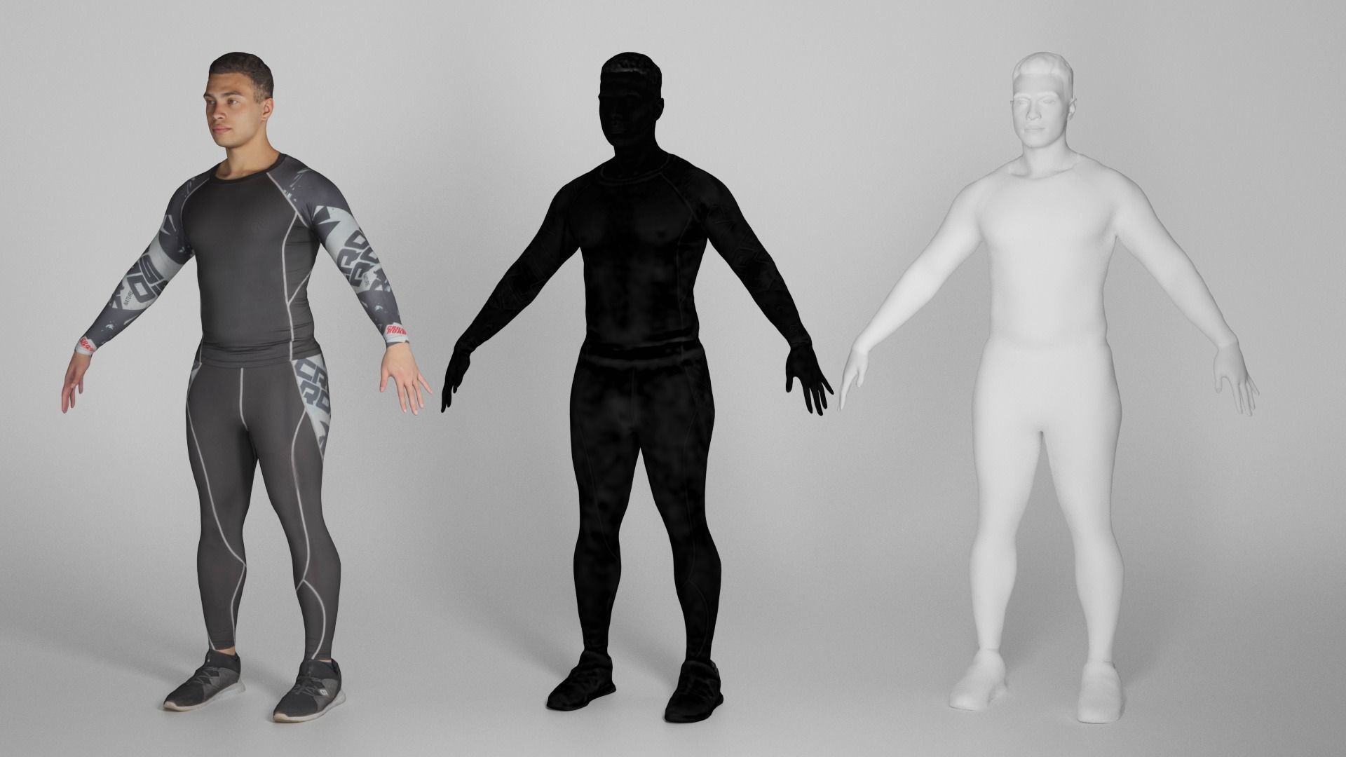 Handsome man in crossfit uniform ready for animation 187 Low-poly 3D model_4