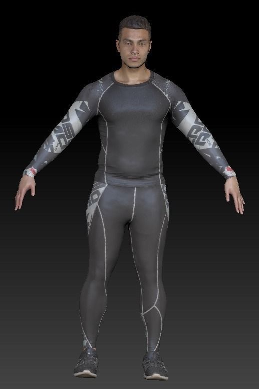 Handsome man in crossfit uniform ready for animation 187 Low-poly 3D model_5