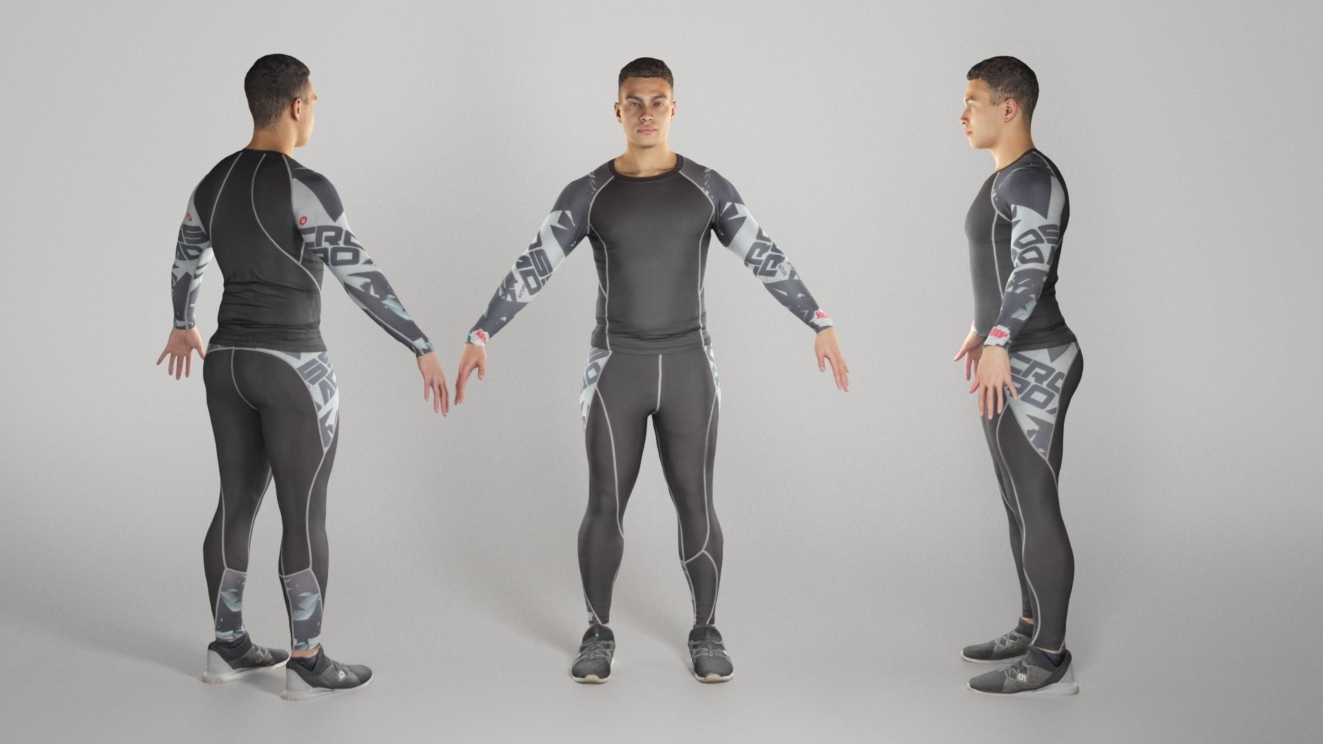 Handsome man in crossfit uniform ready for animation 187 Low-poly 3D model_2