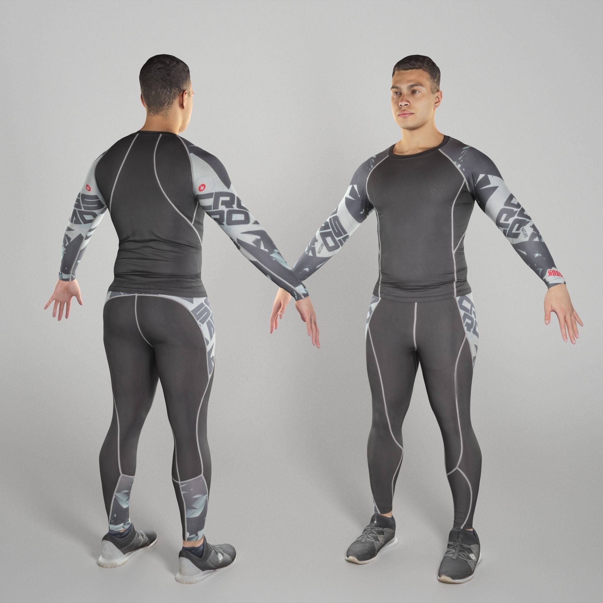 Handsome man in crossfit uniform ready for animation 187 Low-poly 3D model_1