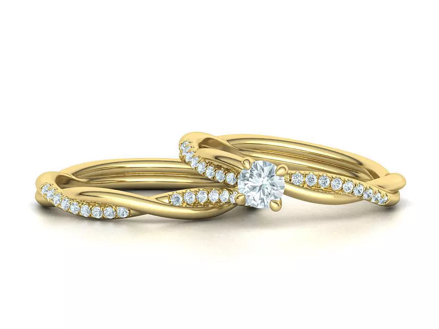 Gorgeous rope style twisted Wedding Set 3dmodels 3D Model Collection_0