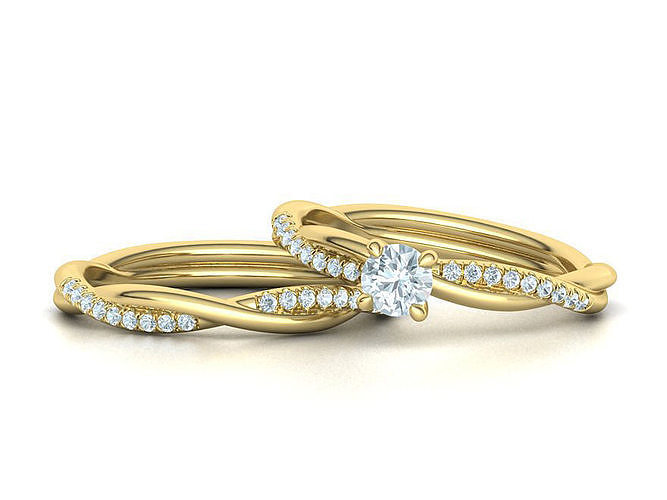 Gorgeous rope style twisted Wedding Set 3dmodels 3D Model Collection