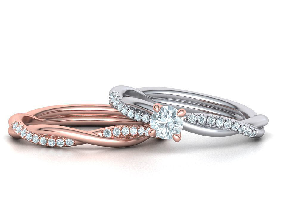 Gorgeous rope style twisted Wedding Set 3dmodels 3D Model Collection_6