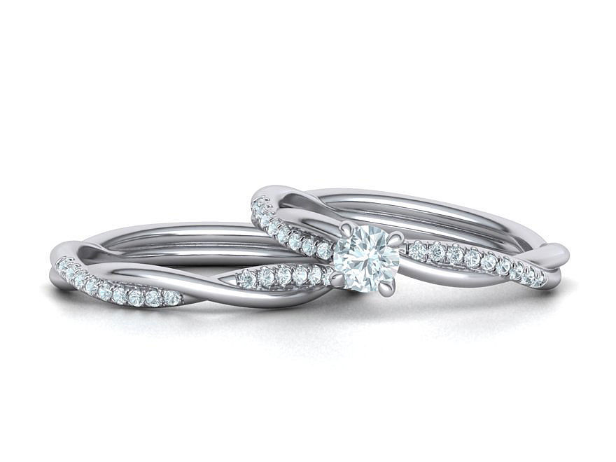 Gorgeous rope style twisted Wedding Set 3dmodels 3D Model Collection_4