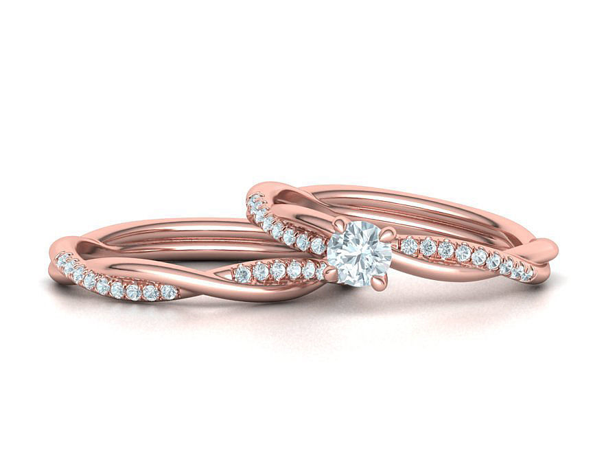 Gorgeous rope style twisted Wedding Set 3dmodels 3D Model Collection_2