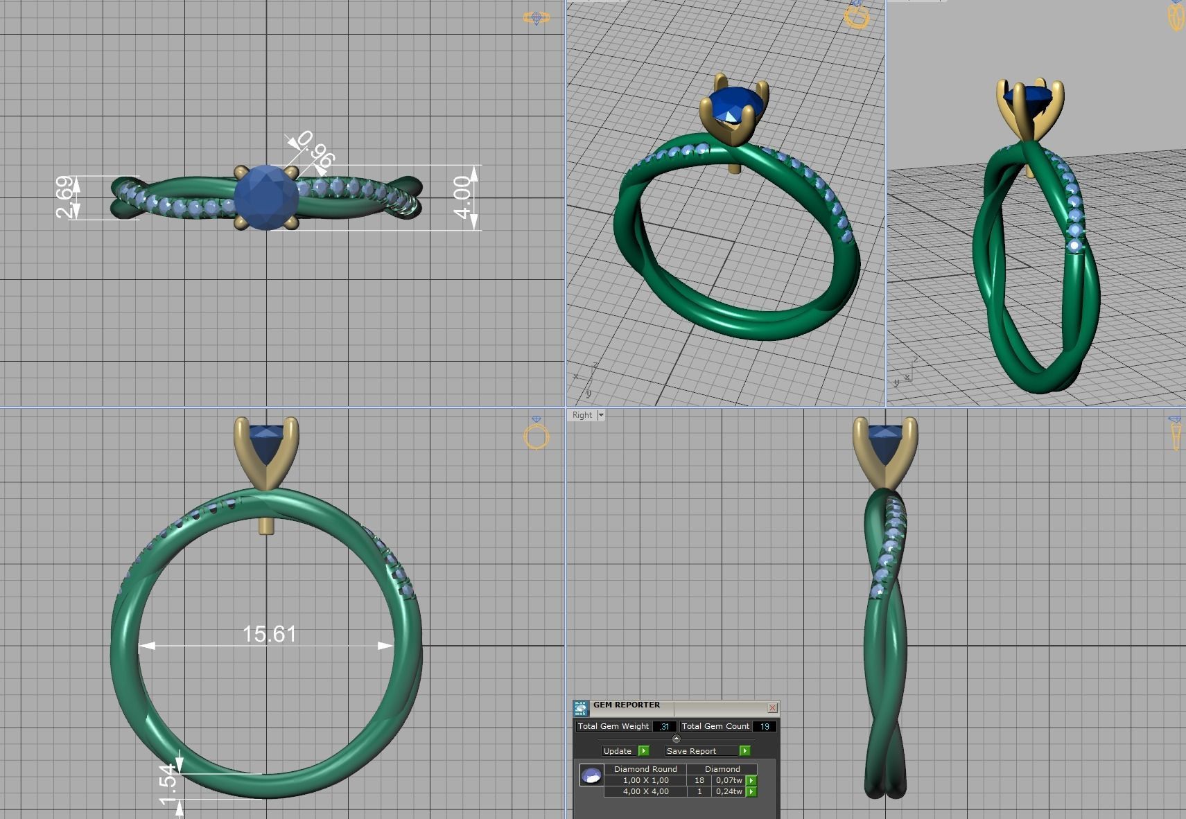 Gorgeous rope style twisted Wedding Set 3dmodels 3D Model Collection_8