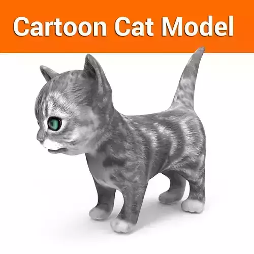 3D Cartoon cute cat  Low-poly 3D model