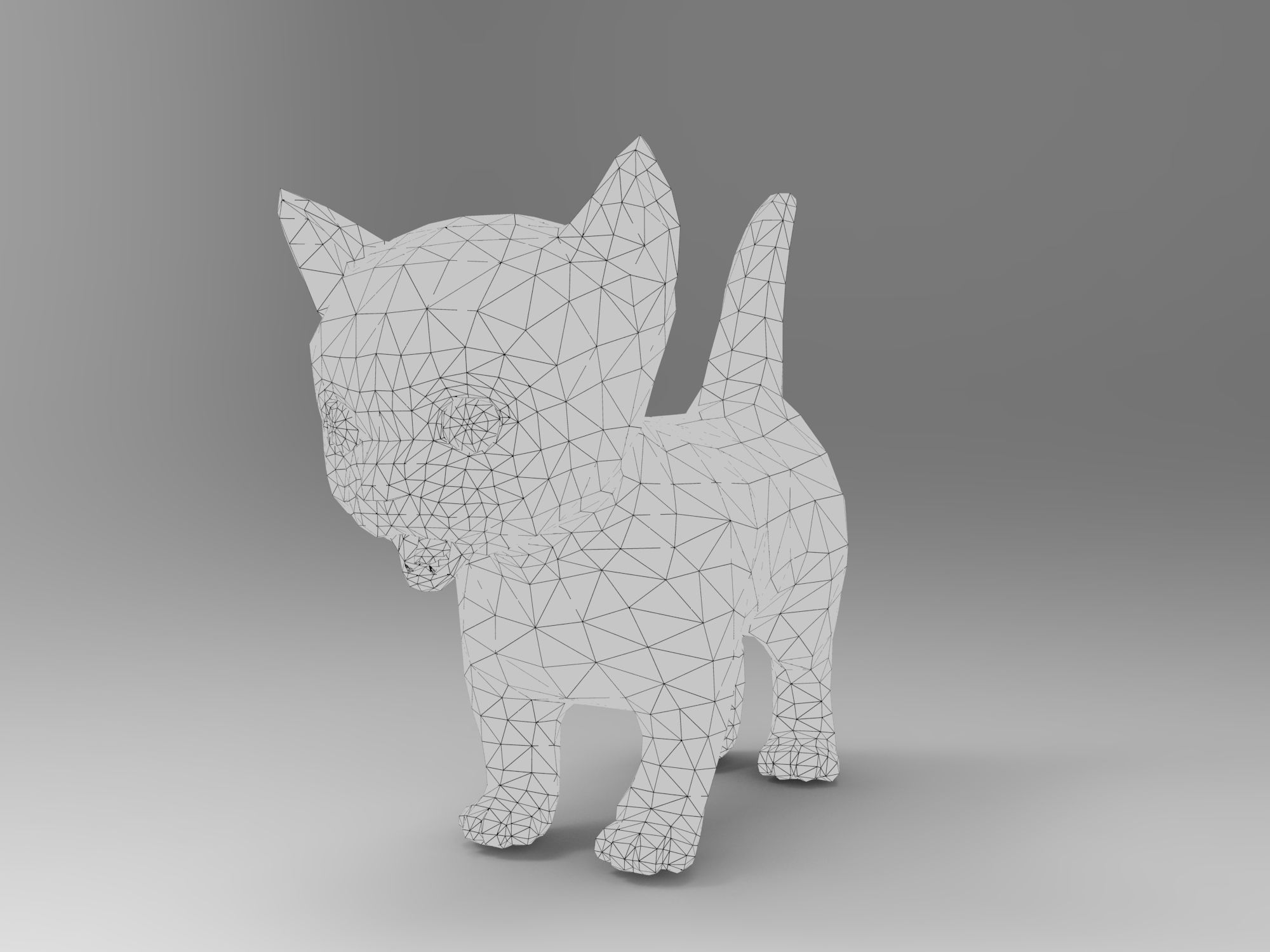 3D Cartoon cute cat Low-poly 3D model_17