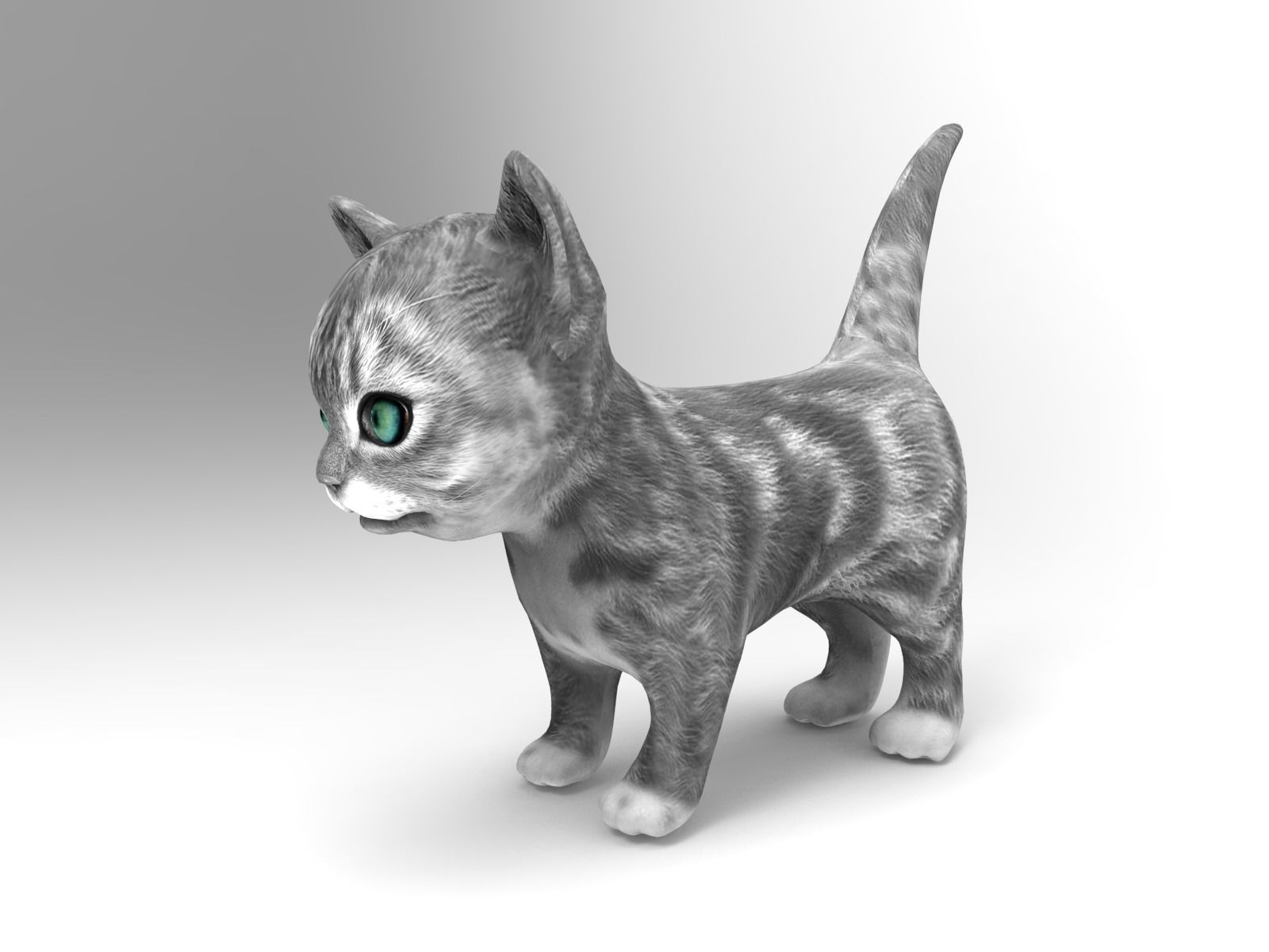 3D Cartoon cute cat Low-poly 3D model_9