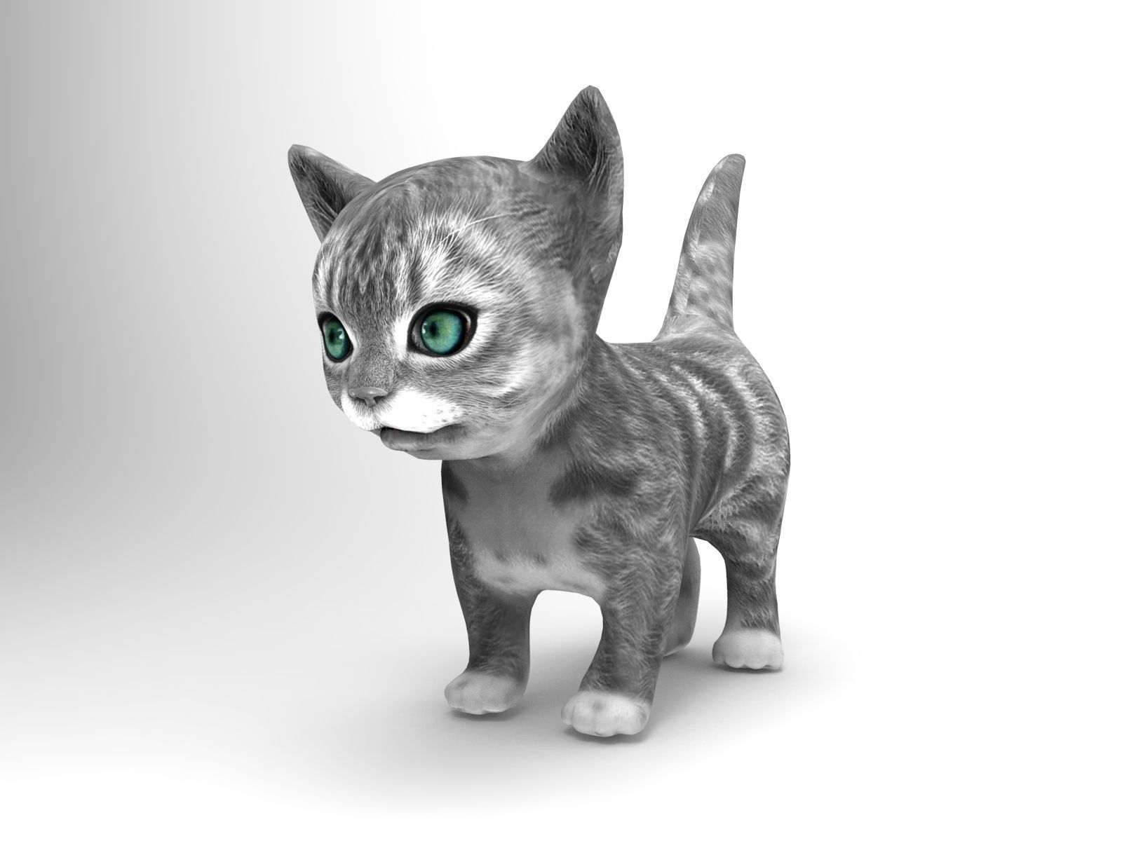 3D Cartoon cute cat Low-poly 3D model_5