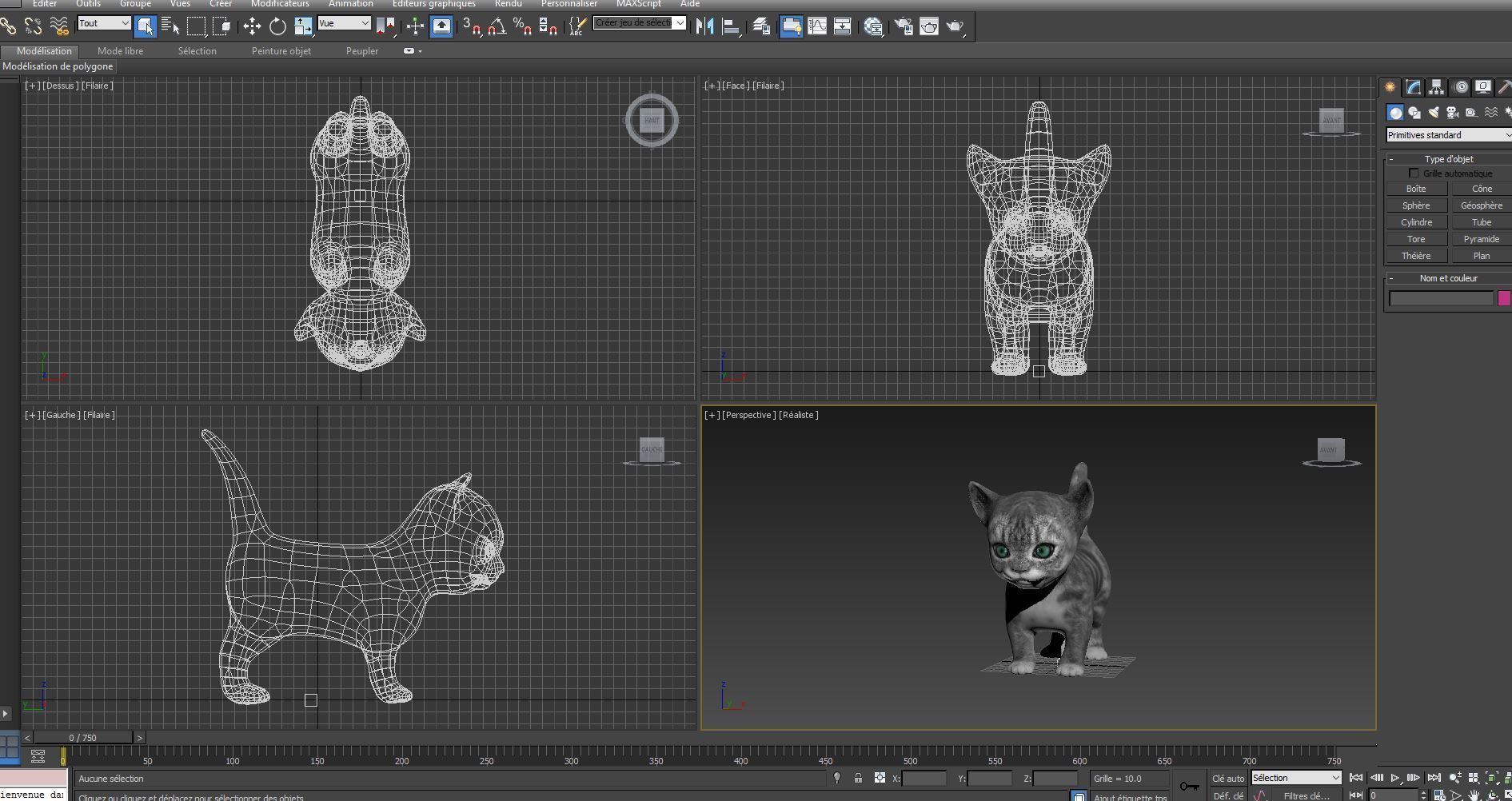 3D Cartoon cute cat Low-poly 3D model_14