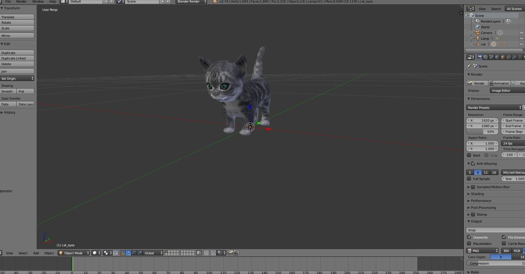 3D Cartoon cute cat Low-poly 3D model_15