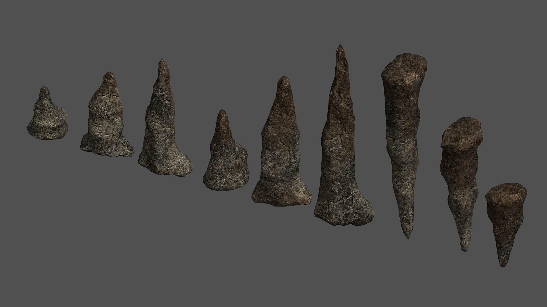 Stalagmite Set - Cracks 3D model_3