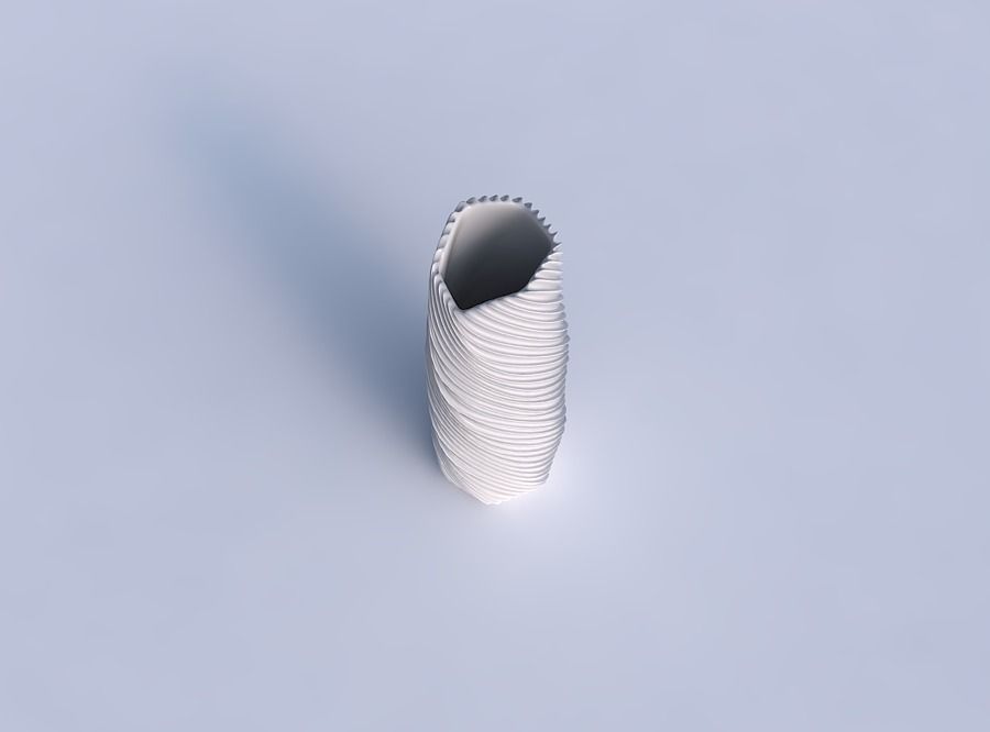 Vase twisted arc hexagon with bent extruded lines 2 3D print model_1