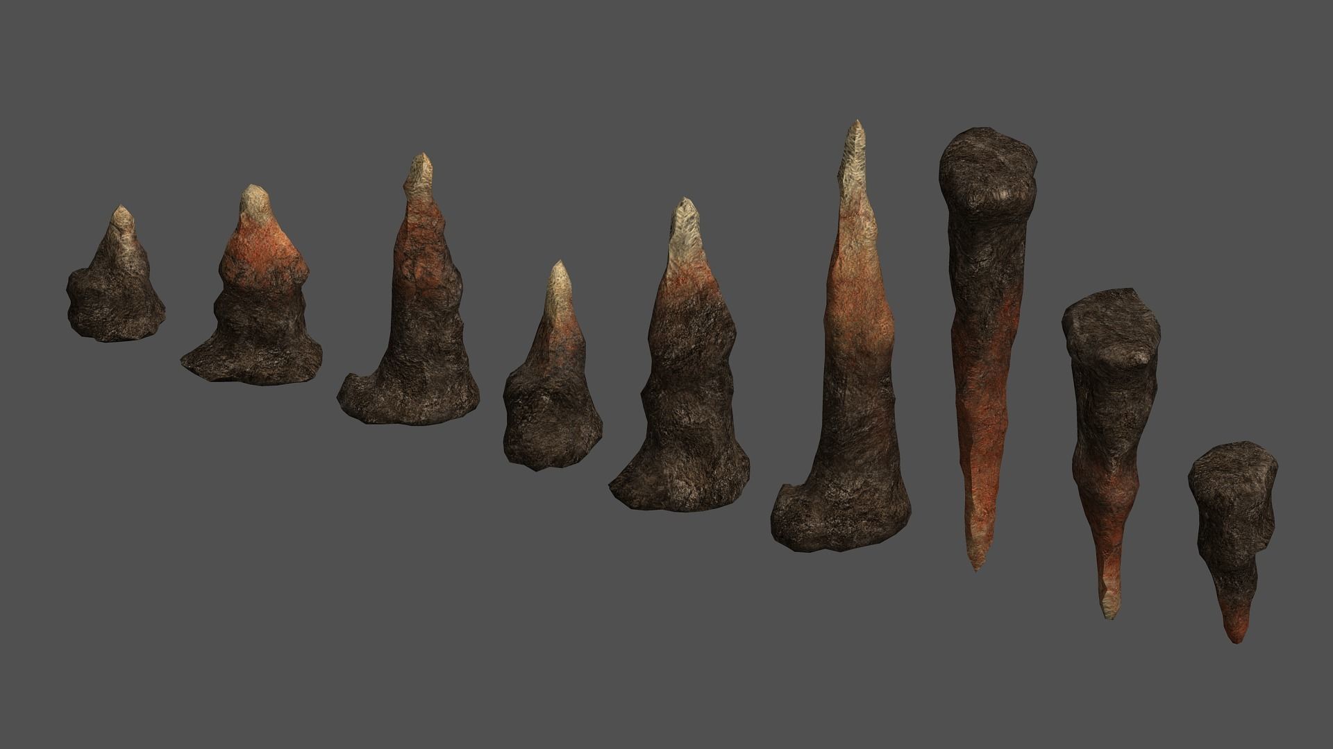 Stalagmite Set - Red Rock 3D model_1