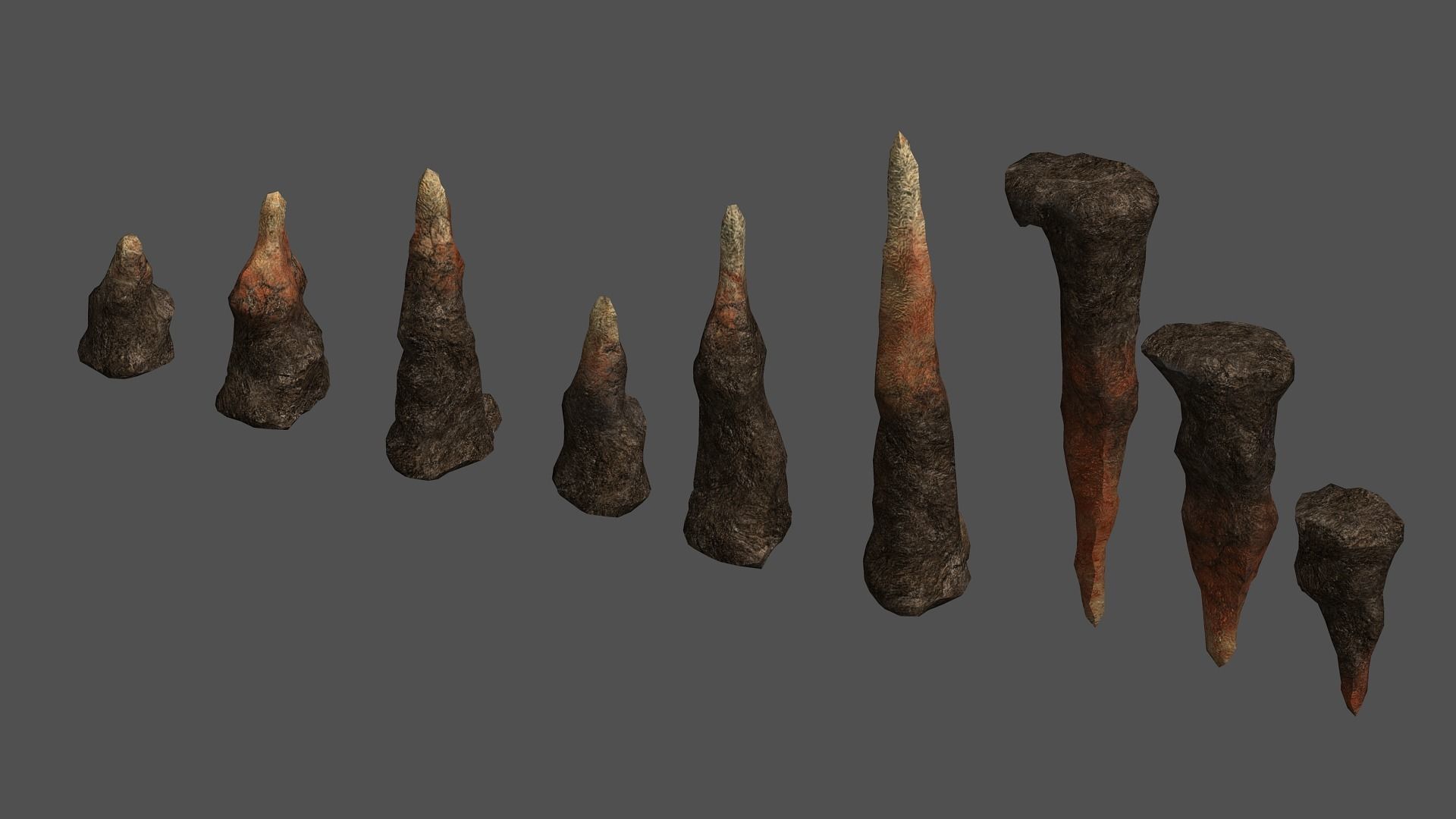 Stalagmite Set - Red Rock 3D model_4