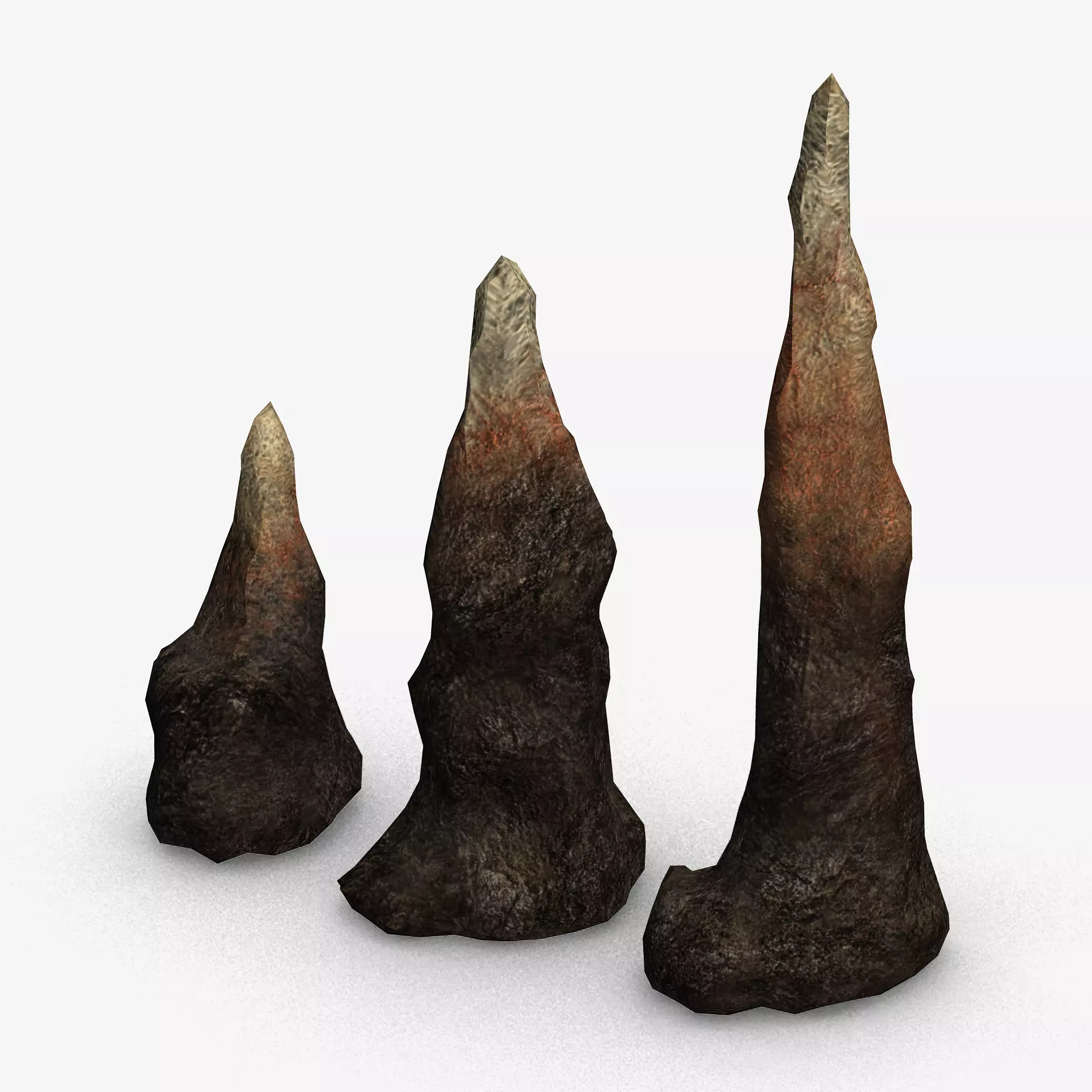 Stalagmite Set - Red Rock 3D model_0